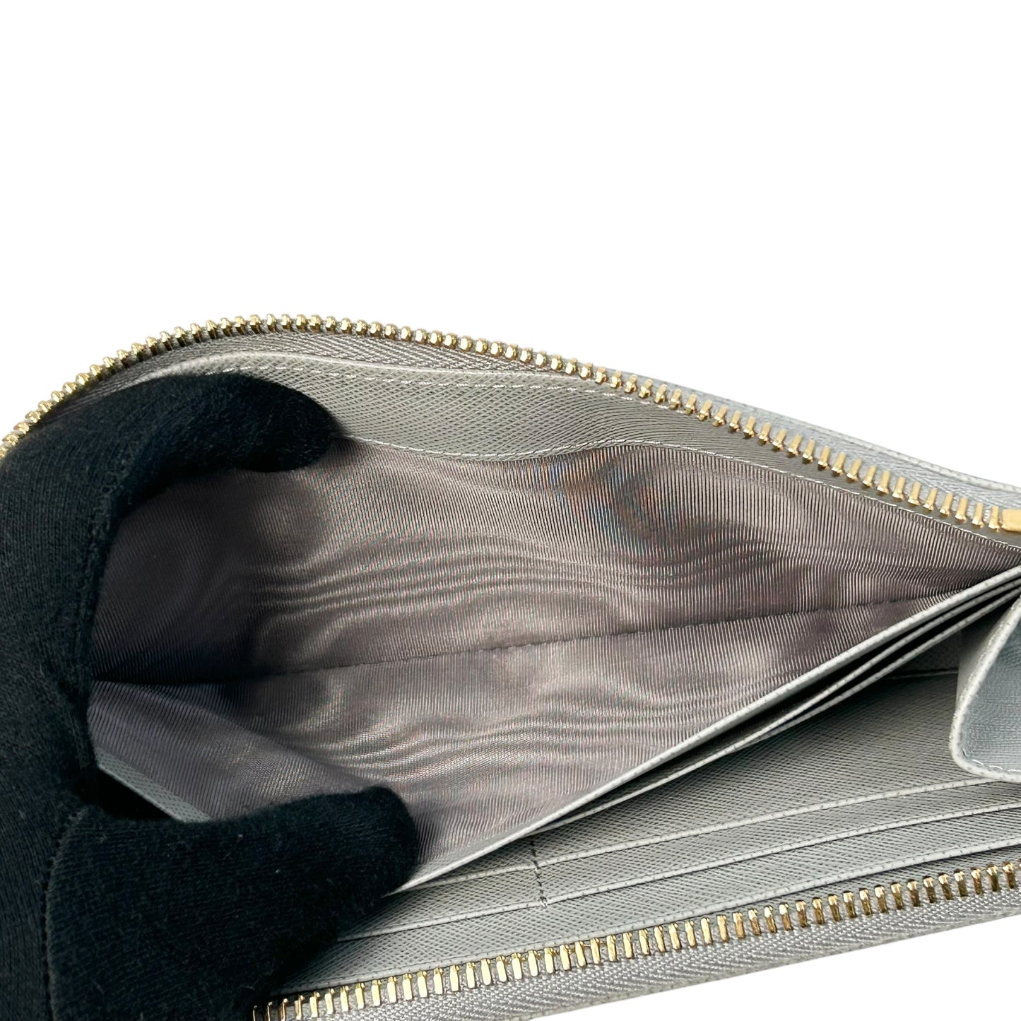 PRADA Saffiano Leather Metal Long Wallet