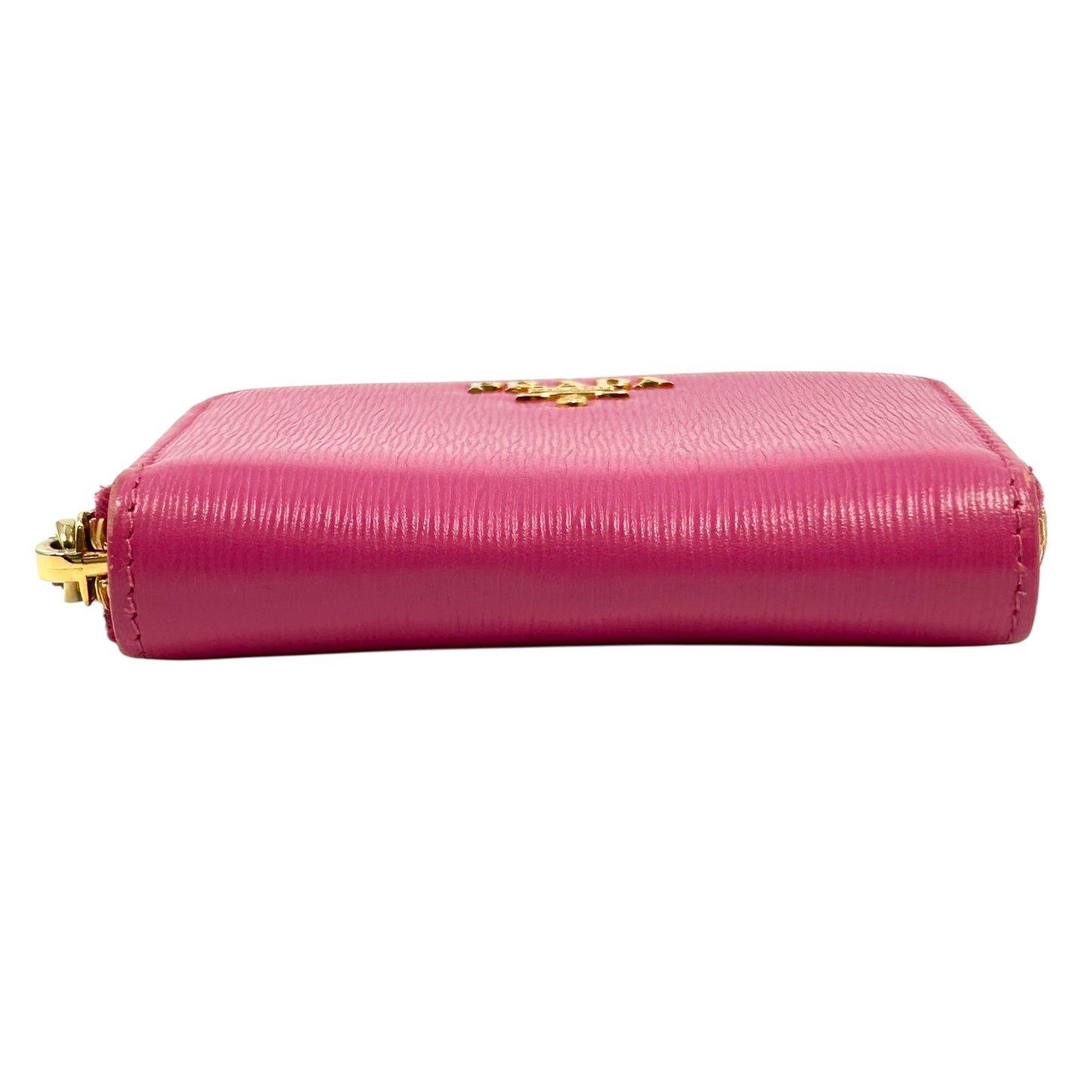 PRADA Round Zip Compact Wallet Coin Purse - Pink