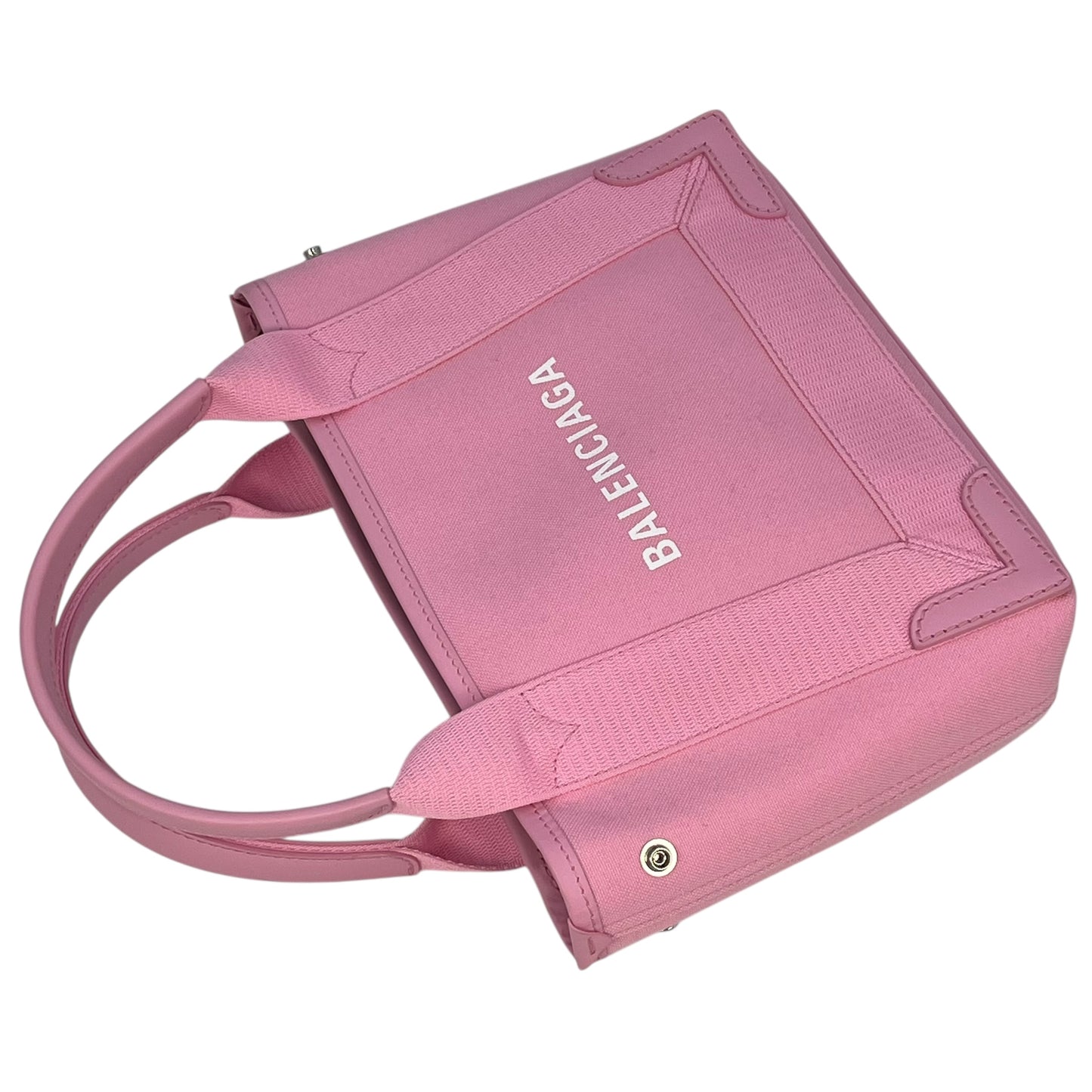 BALENCIAGA Navy Canvas XS Hand Bag - Pink