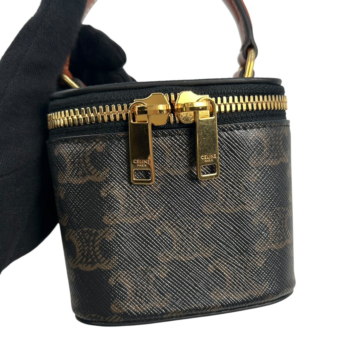 CELINE Mini Vanity Case in Triomphe Canvas & Calfskin Mini Bag