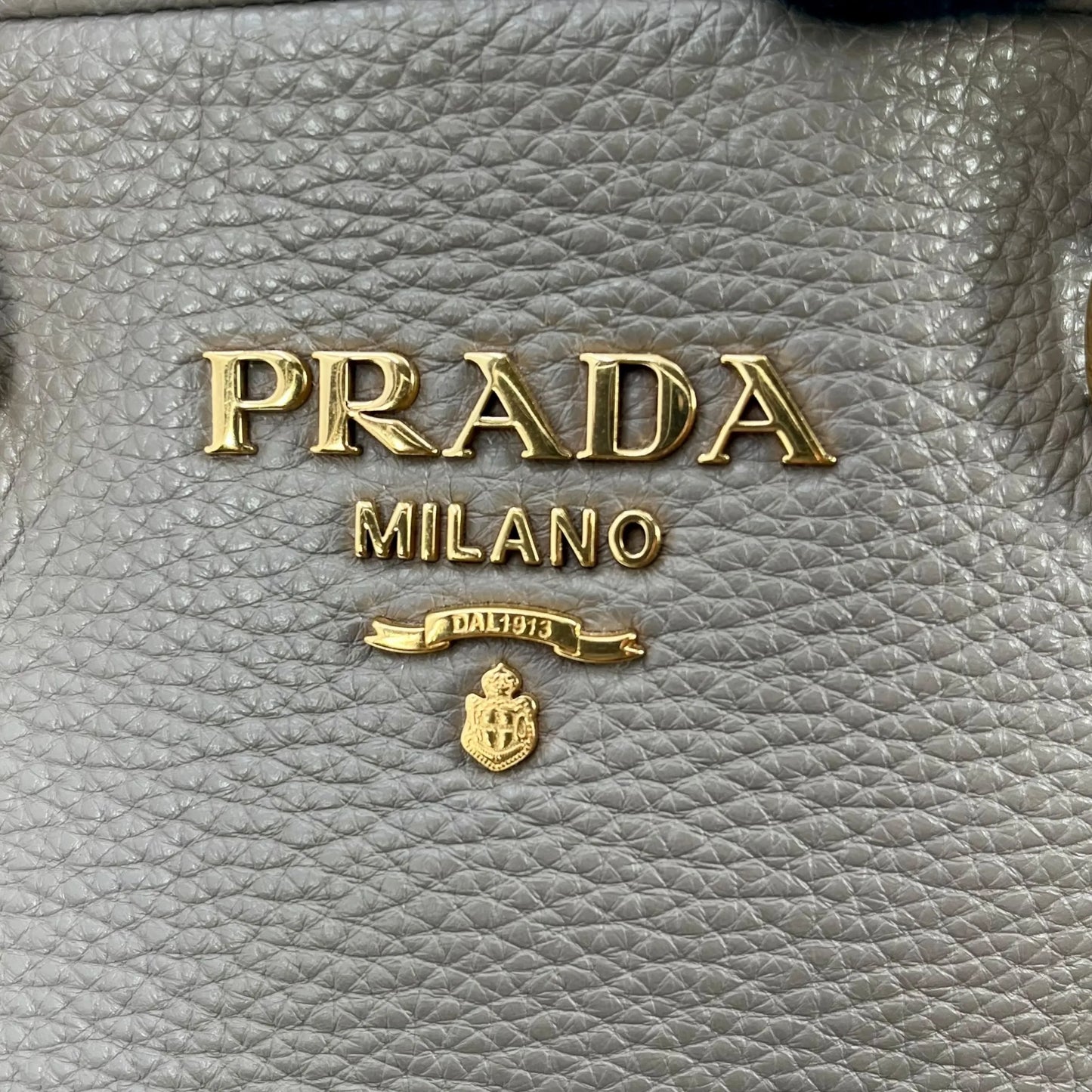 PRADA Vitello Leather Hand Bag - Gray