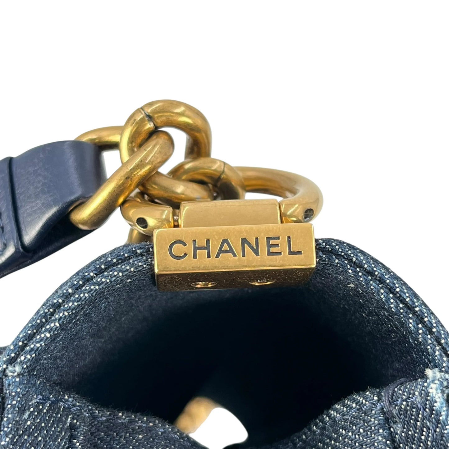 CHANEL Boy Flap Bag Chain Shoulder Bag - Navy