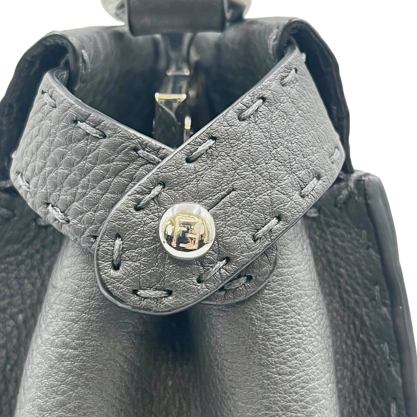 FENDI Peekaboo Leather Hand Bag Shoulder Bag - Gray