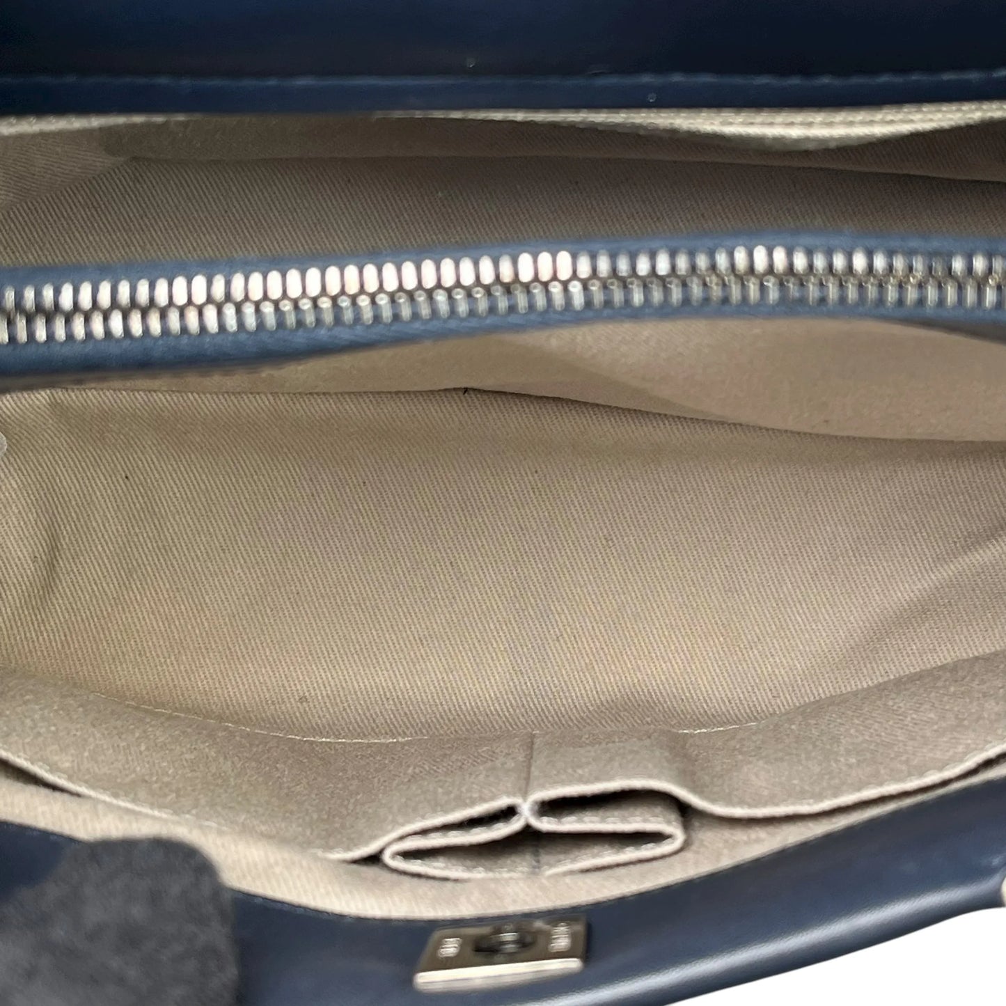 CHANEL Matelasse Tweed and Quilted Aged Calfskin Medium Hand Bag Chain Shoulder Bag - Navy