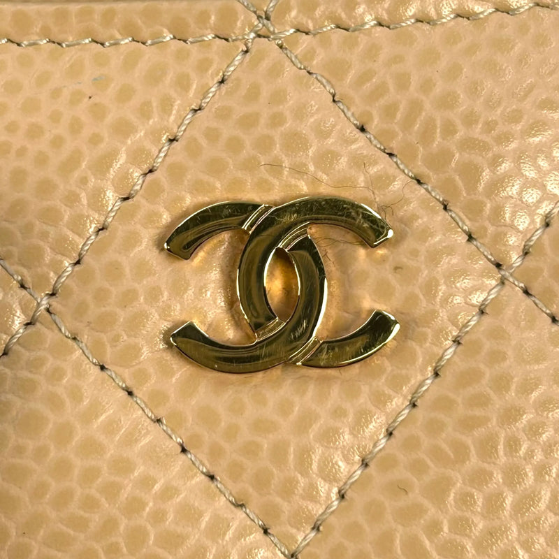CHANEL Caviarskin Classic Flap Card Case - Beige