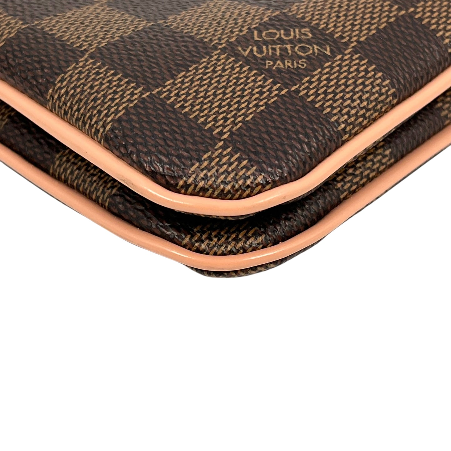 Louis Vuitton Damier Double Zip Pochette Shoulder Bag Chain Shoulder Wallet