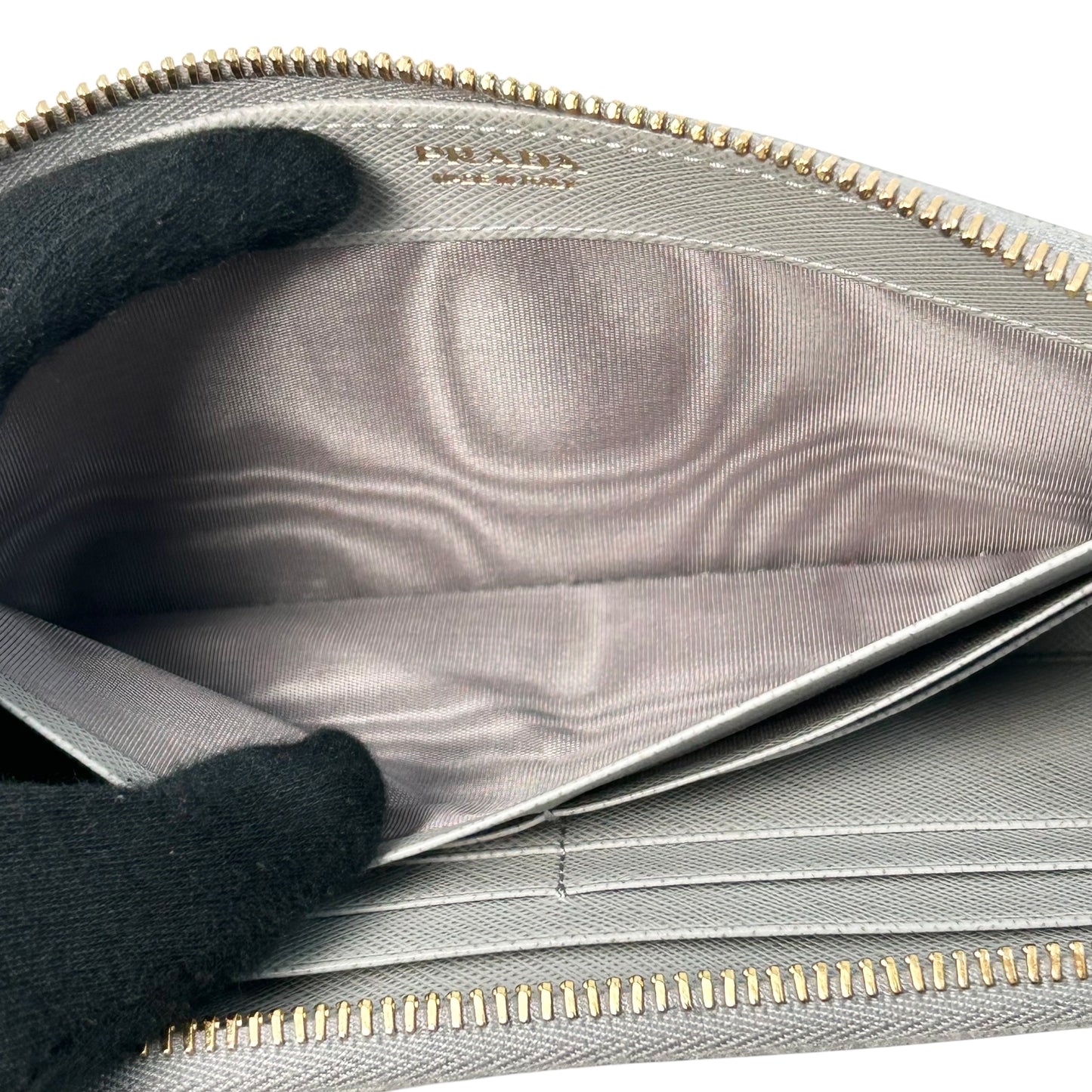 PRADA Saffiano Leather Metal Long Wallet