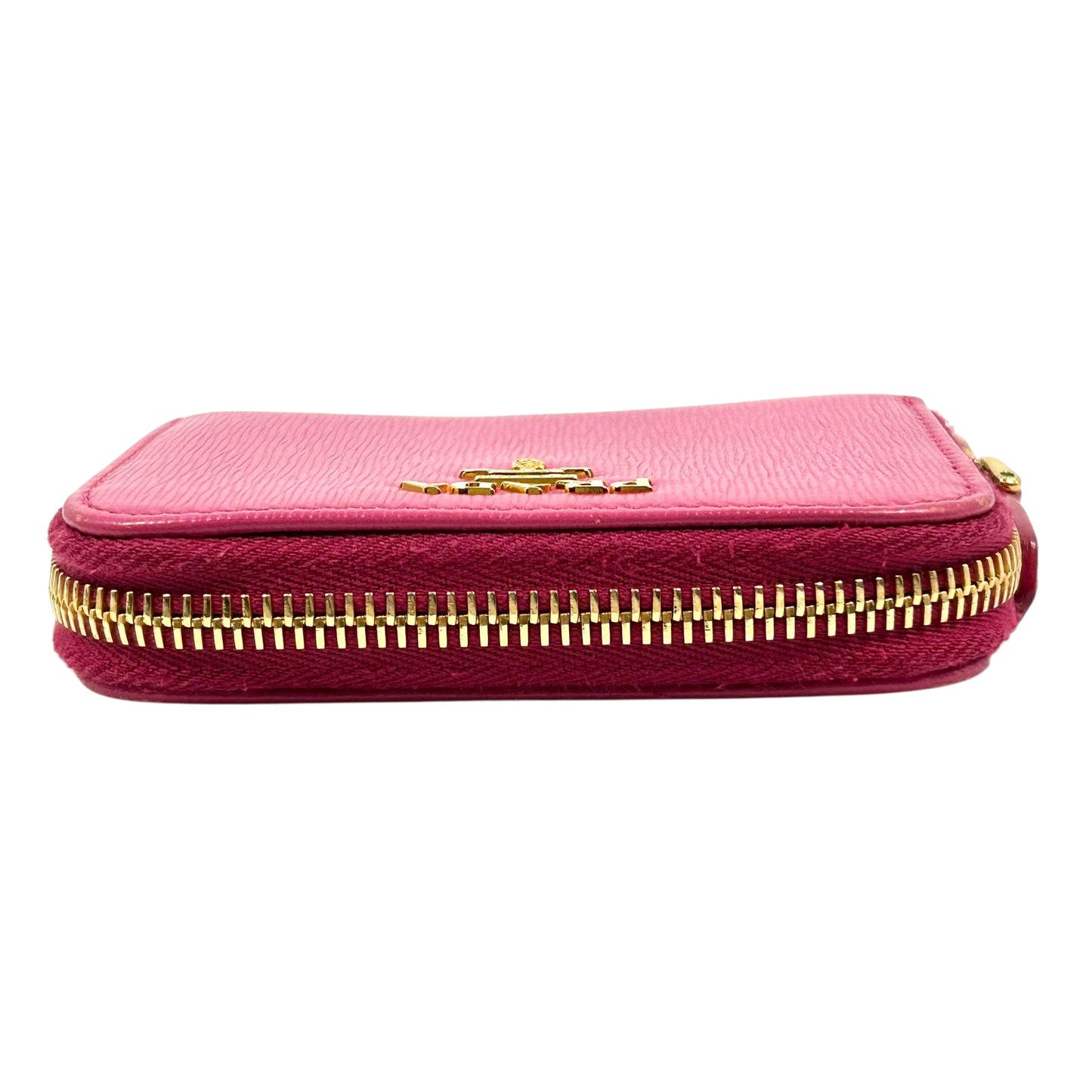 PRADA Round Zip Compact Wallet Coin Purse - Pink