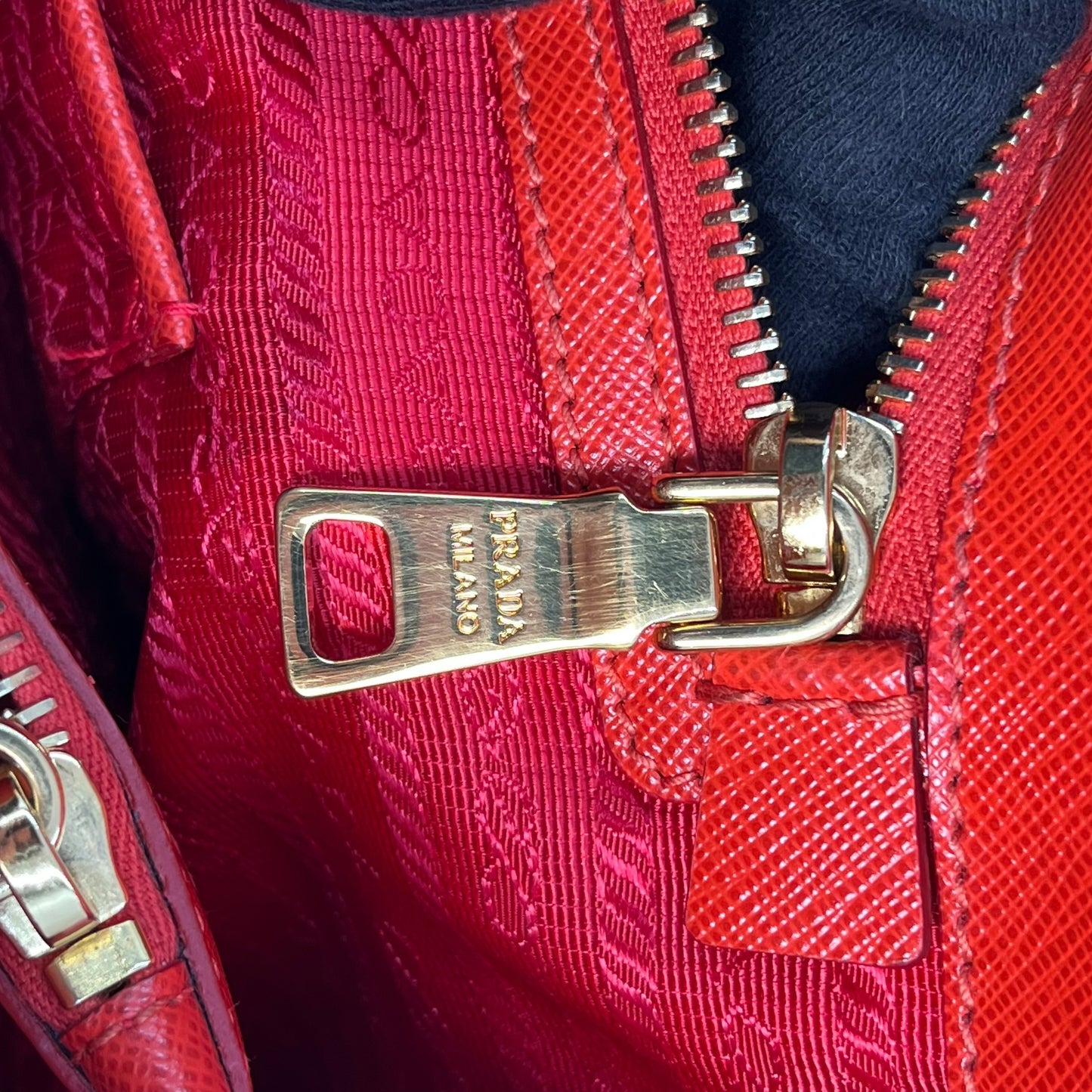 PRADA Galleria Saffiano Leather Hand Bag - Red