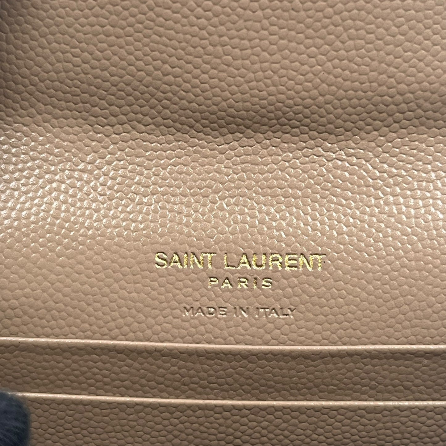 Saint Laurent Cassandra Matelasse Card Case Compact Wallets - Beige