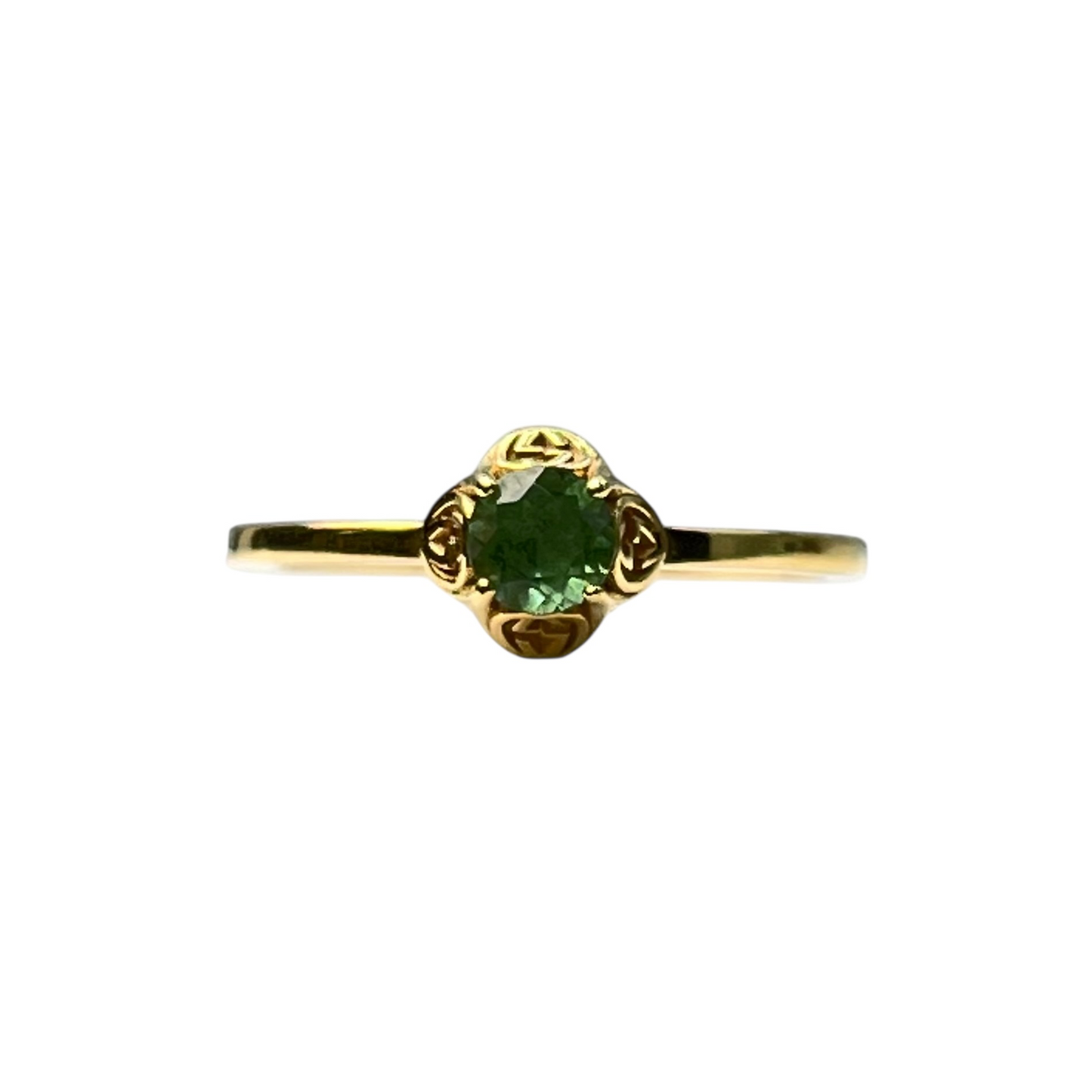 GUCCI Interlocking G Tormaline Ring 18KYG Jewelry