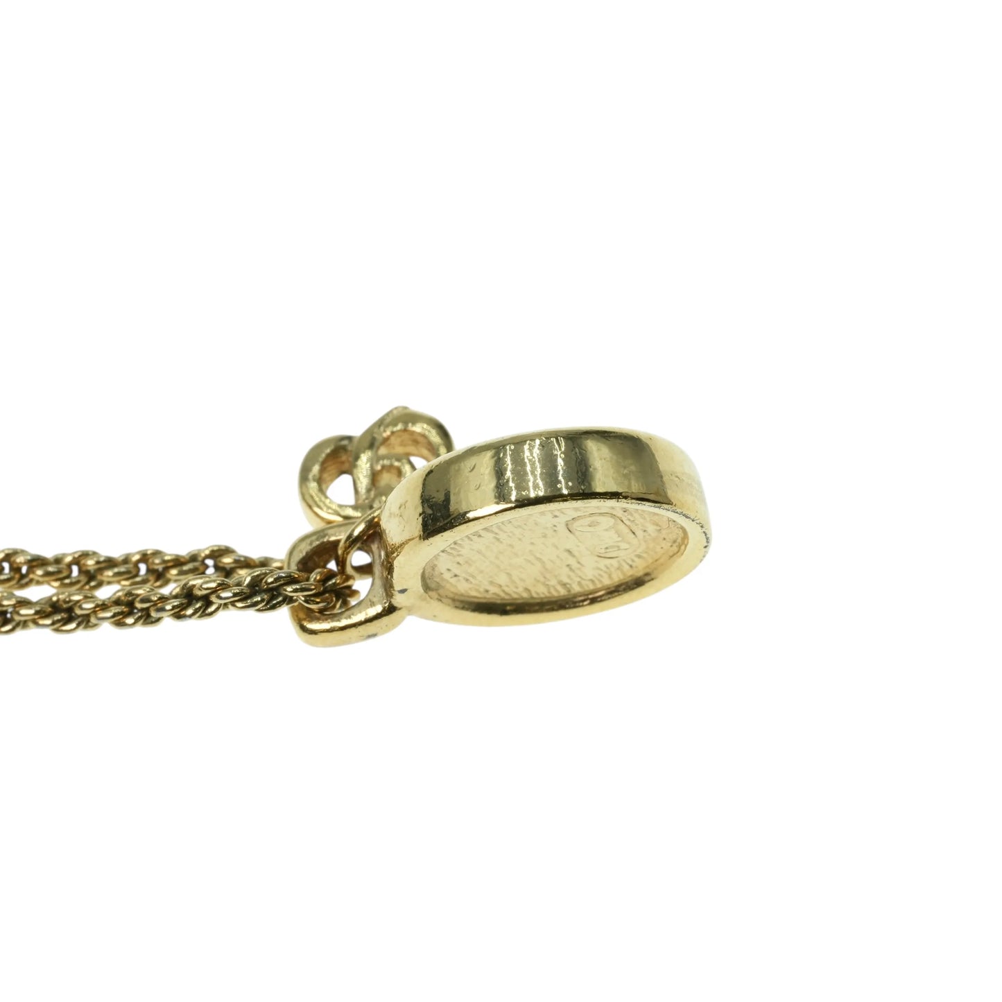 Dior Rhinestone Mini Logo Necklace - Gold Plated