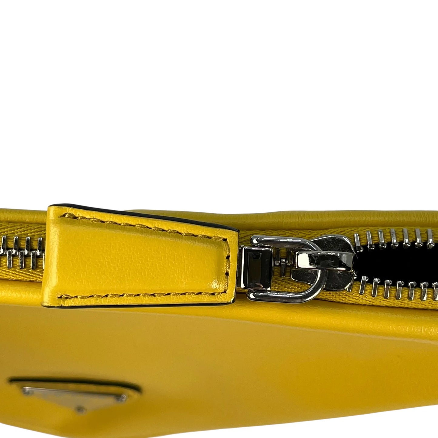 PRADA Triangle Leather Clutch Bag - Yellow