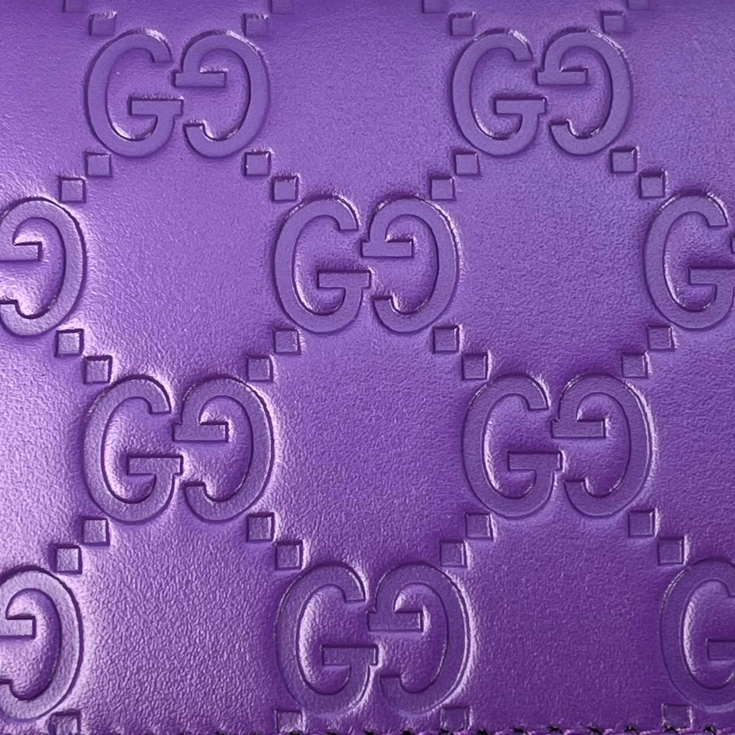 GUCCI Guccissima Leather Compact Wallet - Purple