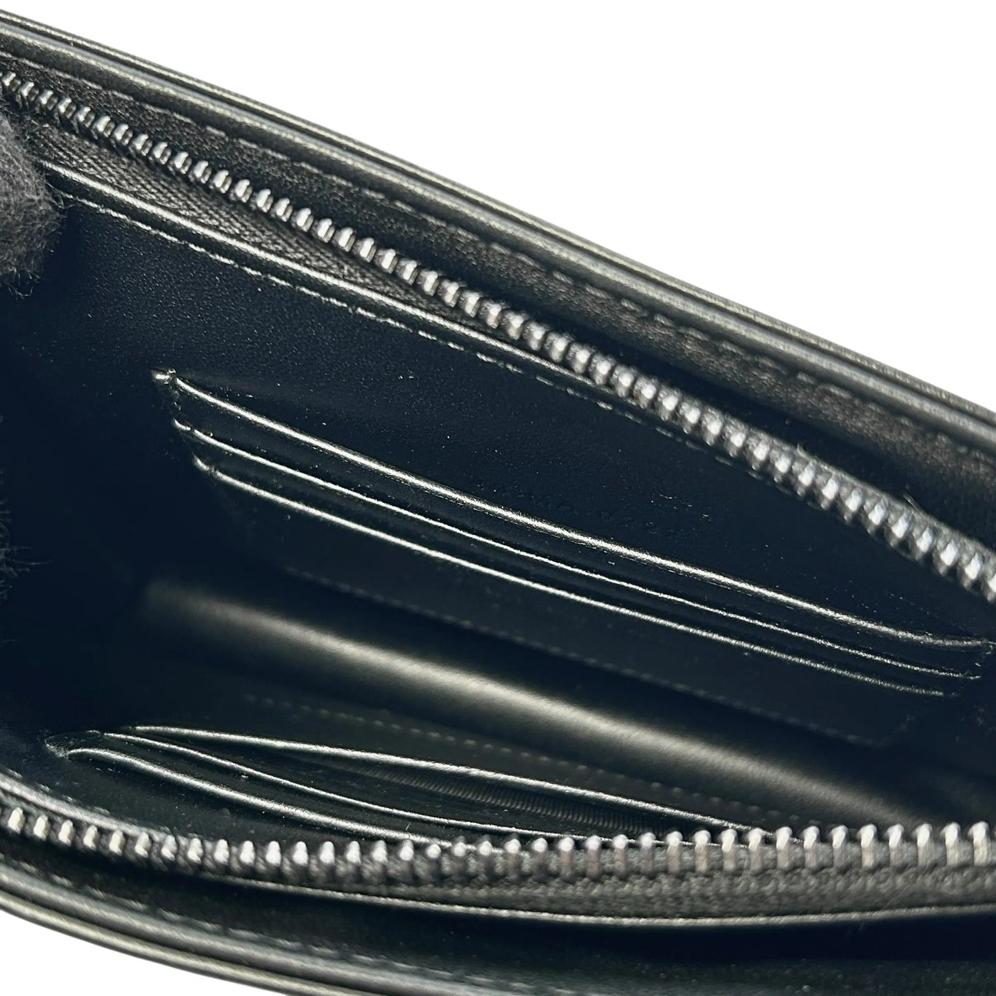 Dior Caro Diamond Calfskin Zipped Pouch With Chain Wallet Shoulder Bag - Black