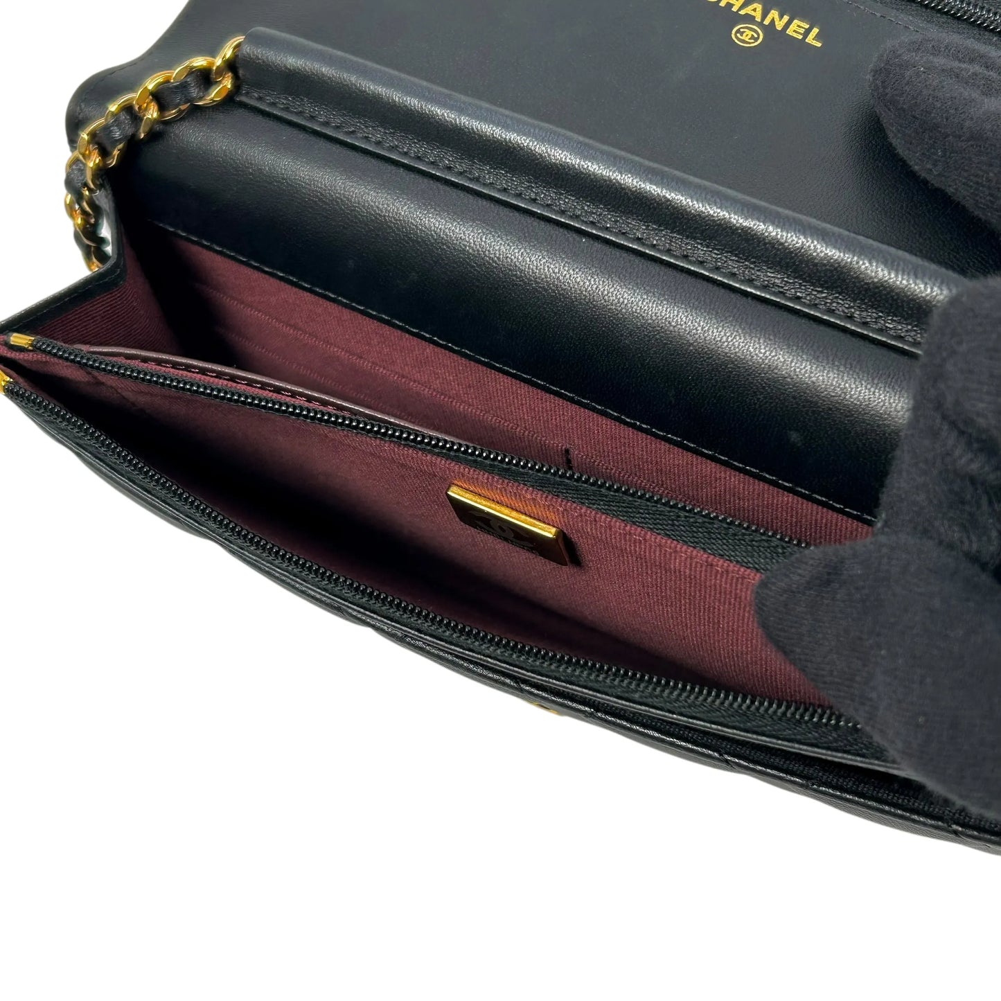 CHANEL Materasse Lambskin Chain Wallet Shoulder Bag - Black