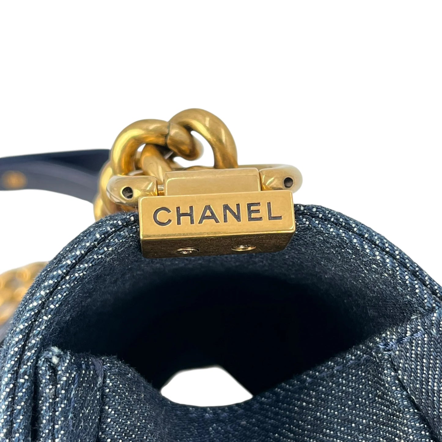 CHANEL Boy Flap Bag Chain Shoulder Bag - Navy