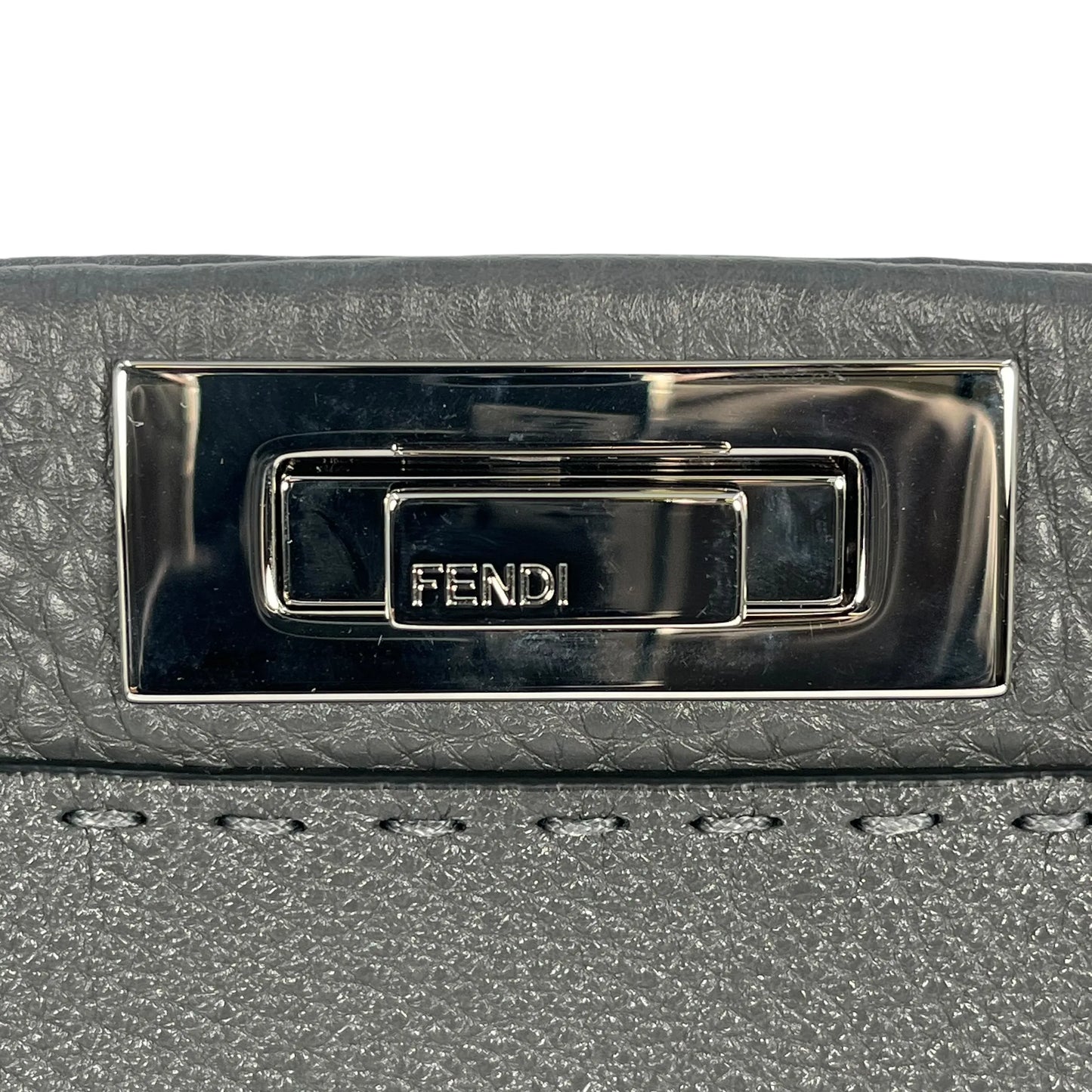 FENDI Peekaboo Leather Hand Bag Shoulder Bag - Gray