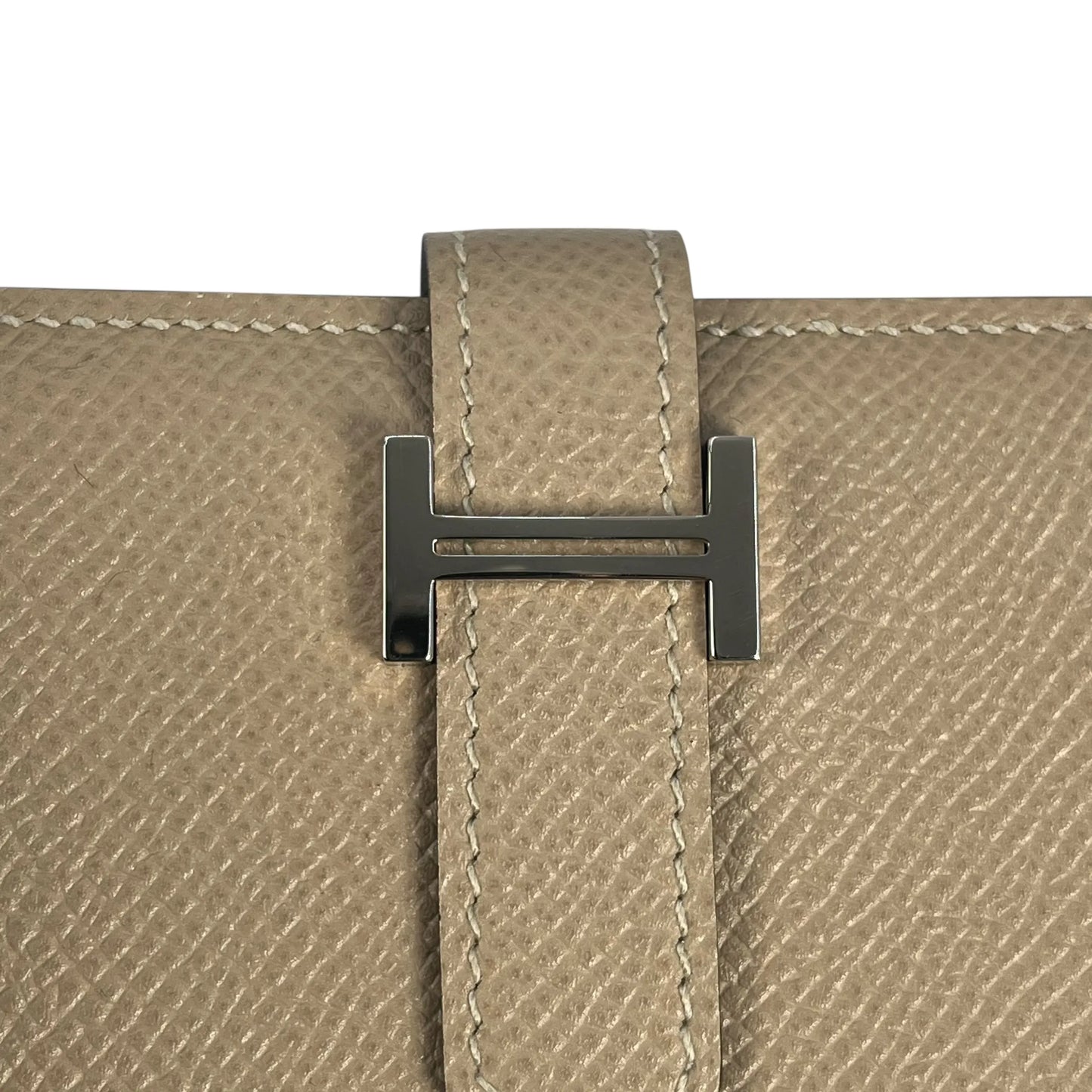 HERMES Bean Mini Business Card Holder Compact Wallet - Beige