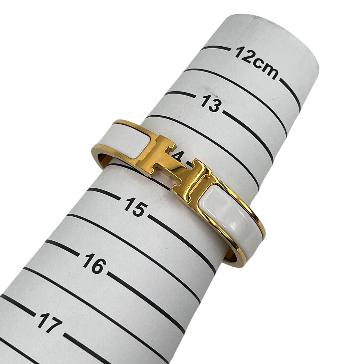 HERMES Clic H Enamel Bracelet White Gold