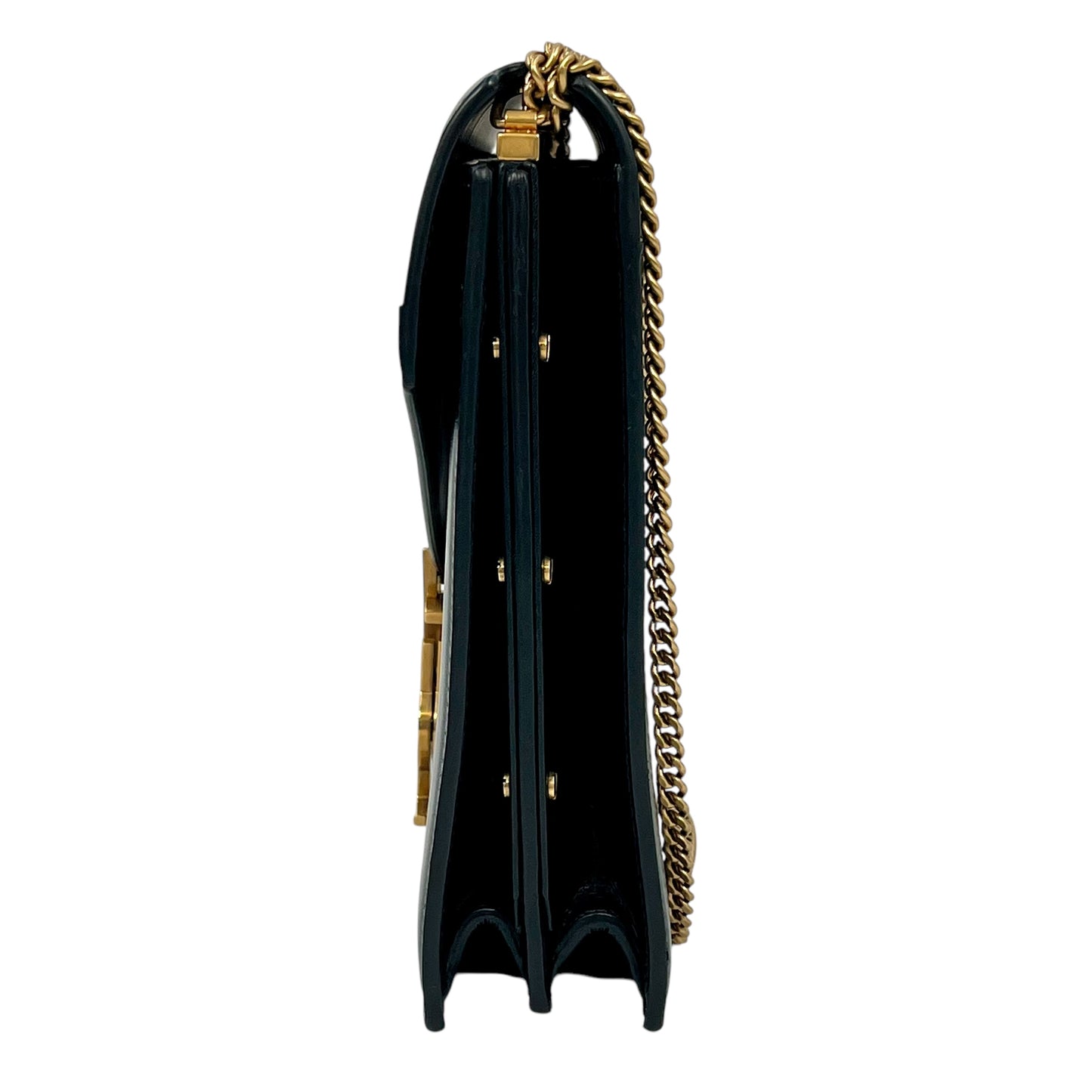 Saint Laurent Cassandra Leather Chain Shoulder Bag Black