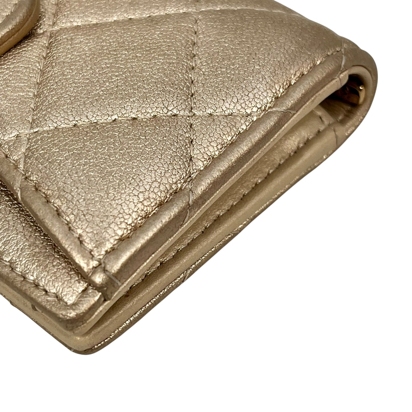 CHANEL Matelasse Caviar Skin Metallic Bi-fold wallet