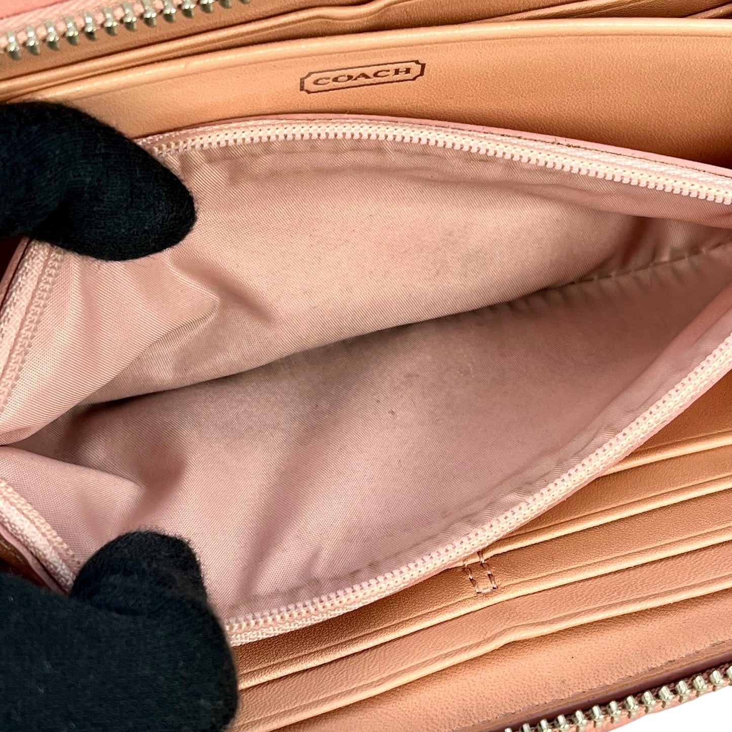 COACH Madison gathered leather zip around wallet