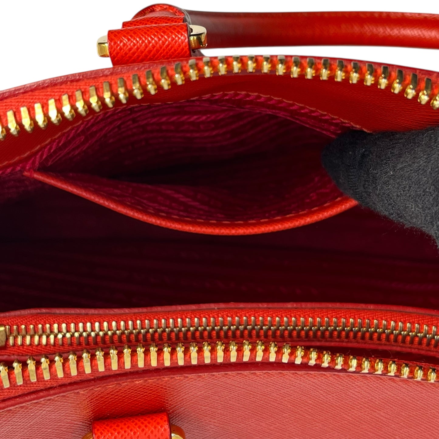 PRADA Galleria Saffiano Leather Hand Bag - Red