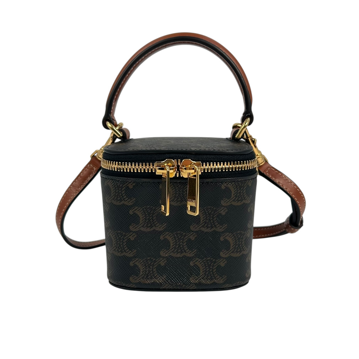 CELINE Mini Vanity Case in Triomphe Canvas & Calfskin Mini Bag