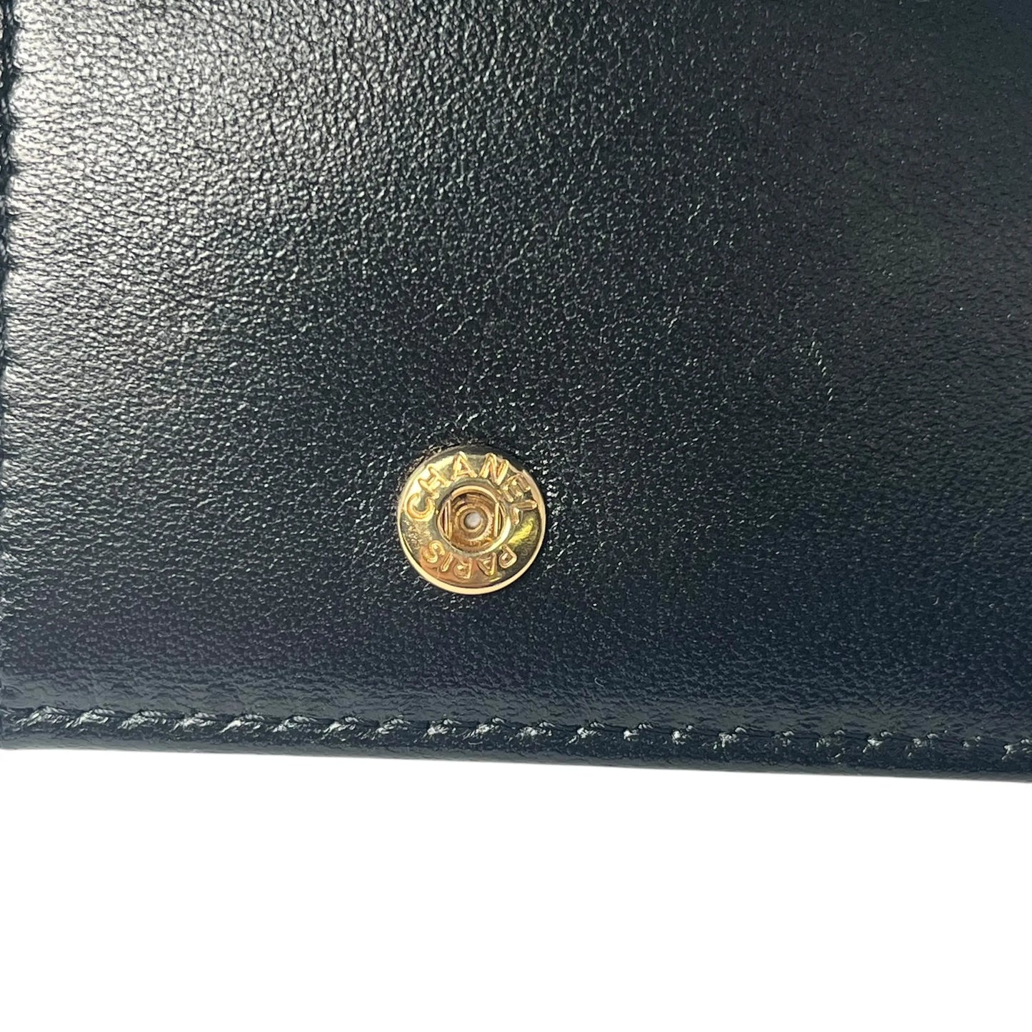 CHANEL Coco Mark Gold Hardware Compact Wallet - Black