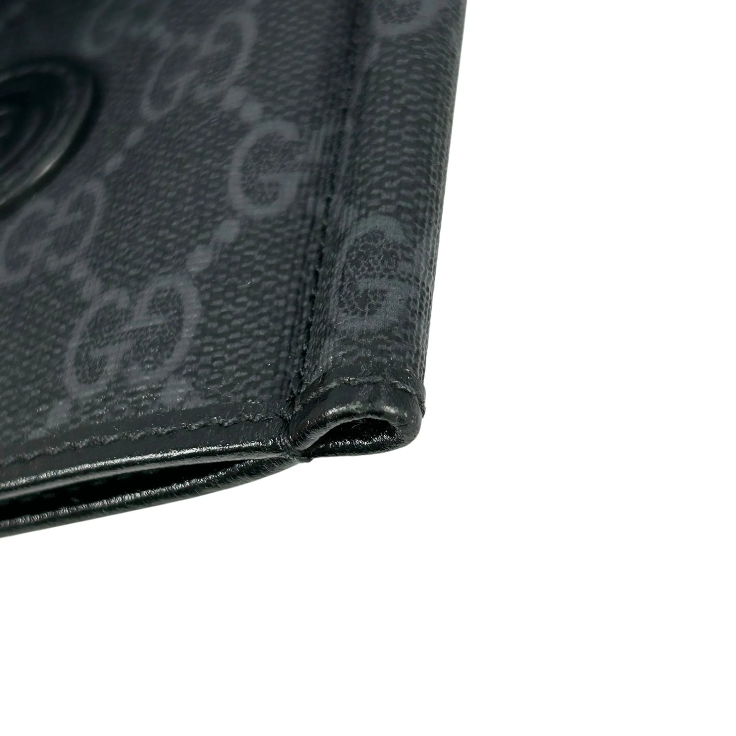 GUCCI Interloking G GG Supreme Money Clip Compact Wallet - Black