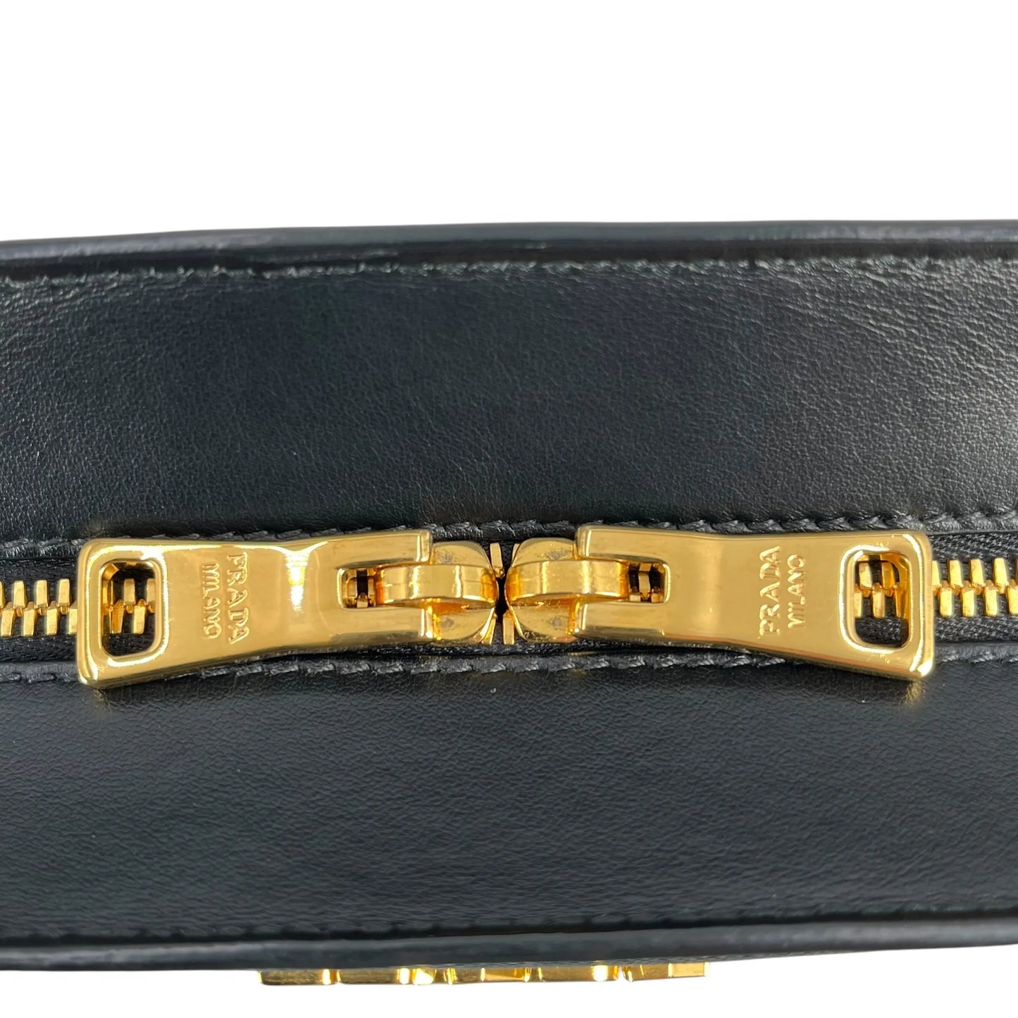 PRADA Esplanade Saffiano Leather Shoulder Bag - Black