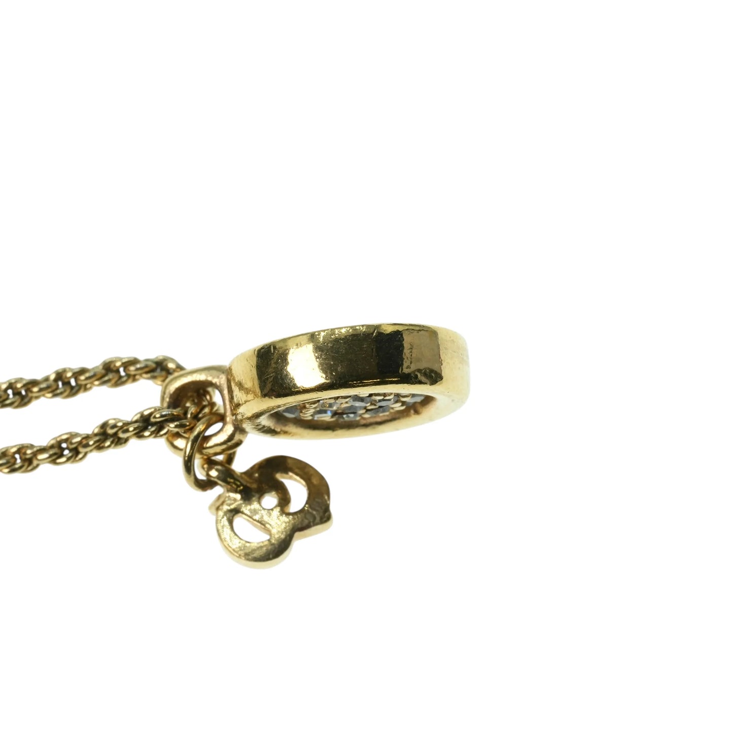 Dior Rhinestone Mini Logo Necklace - Gold Plated