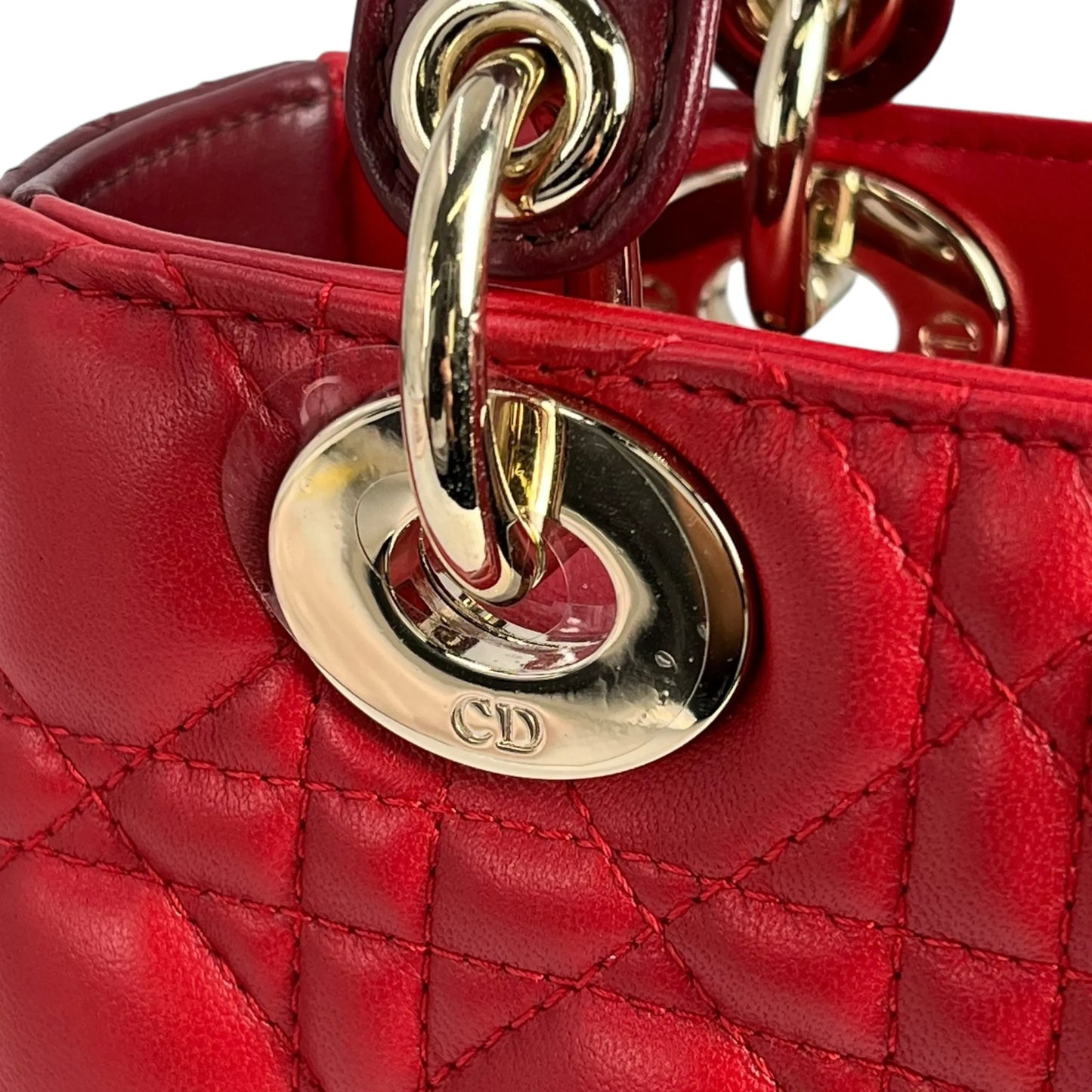 Dior Lady Dior Small Hand Bag - Red