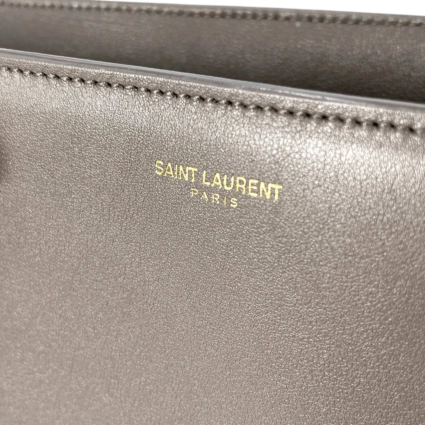 Saint Laurent Cabas Leather Hand Bag - Gray