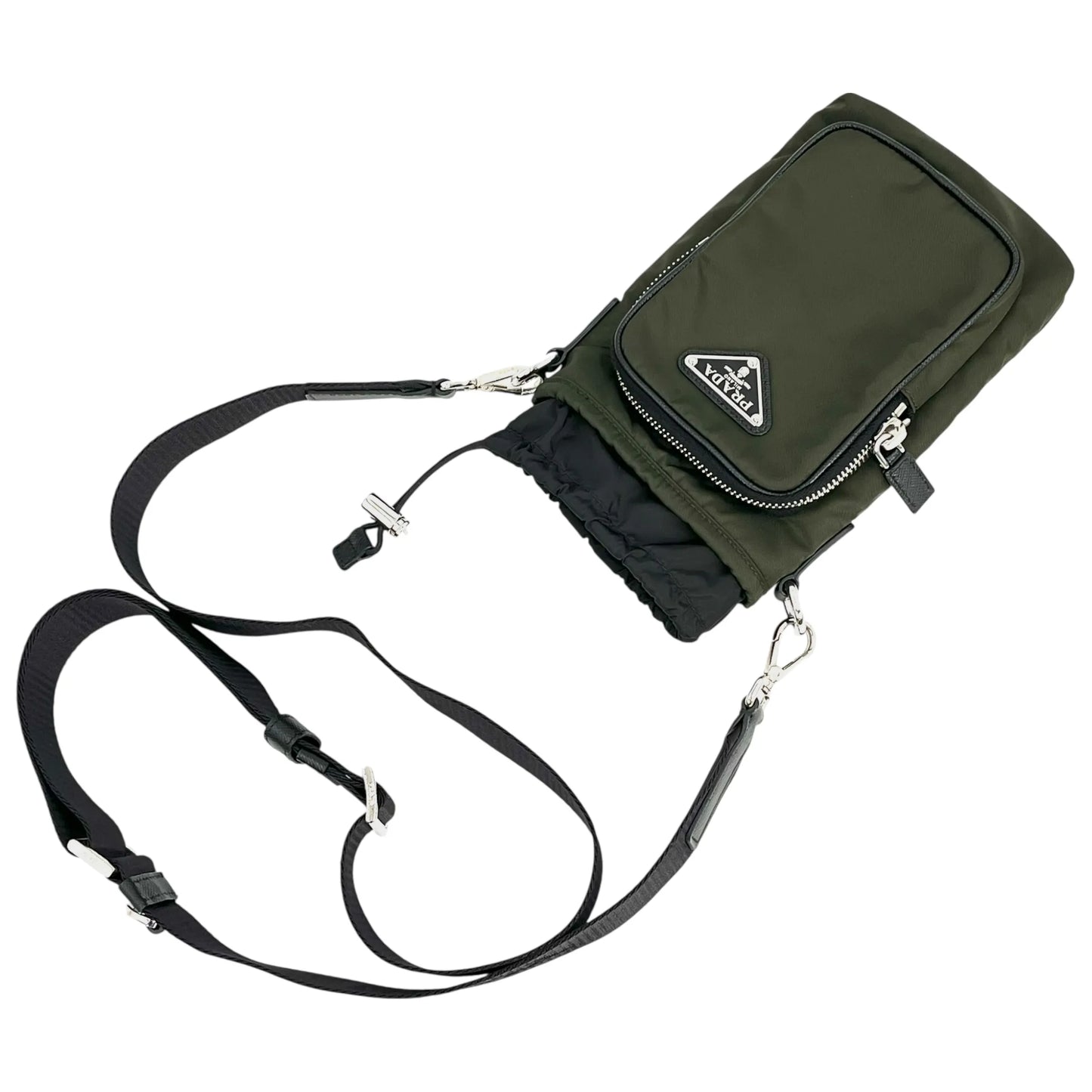PRADA Re-Nylon Phone Case Shoulder Bag - Khaki