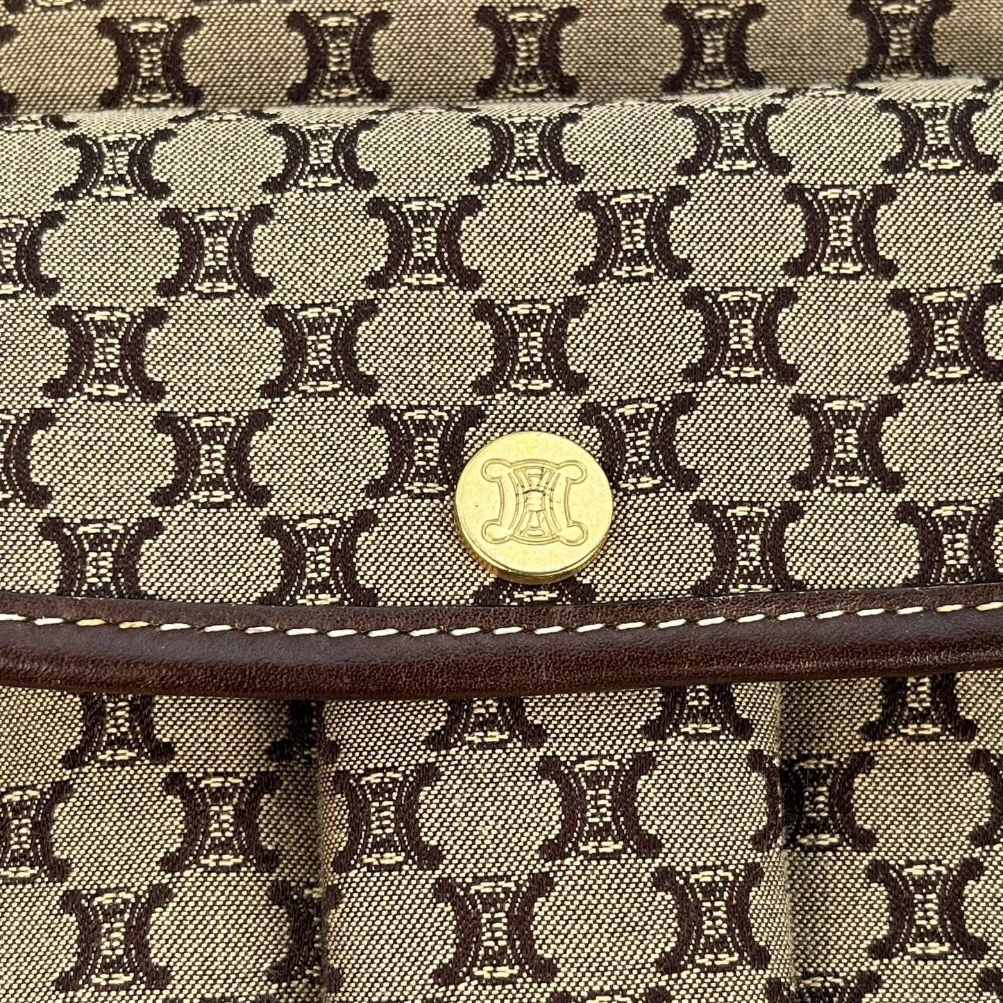 Celine Canvas Macadam Shoulder Bag - Brown