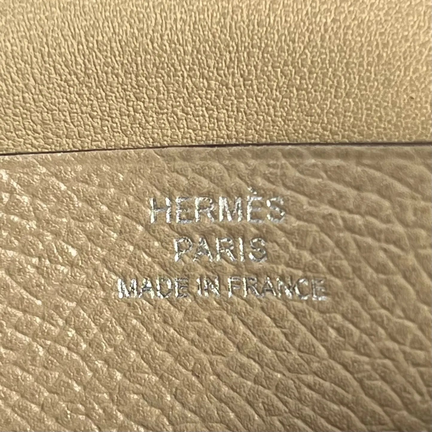 HERMES Bean Mini Business Card Holder Compact Wallet - Beige