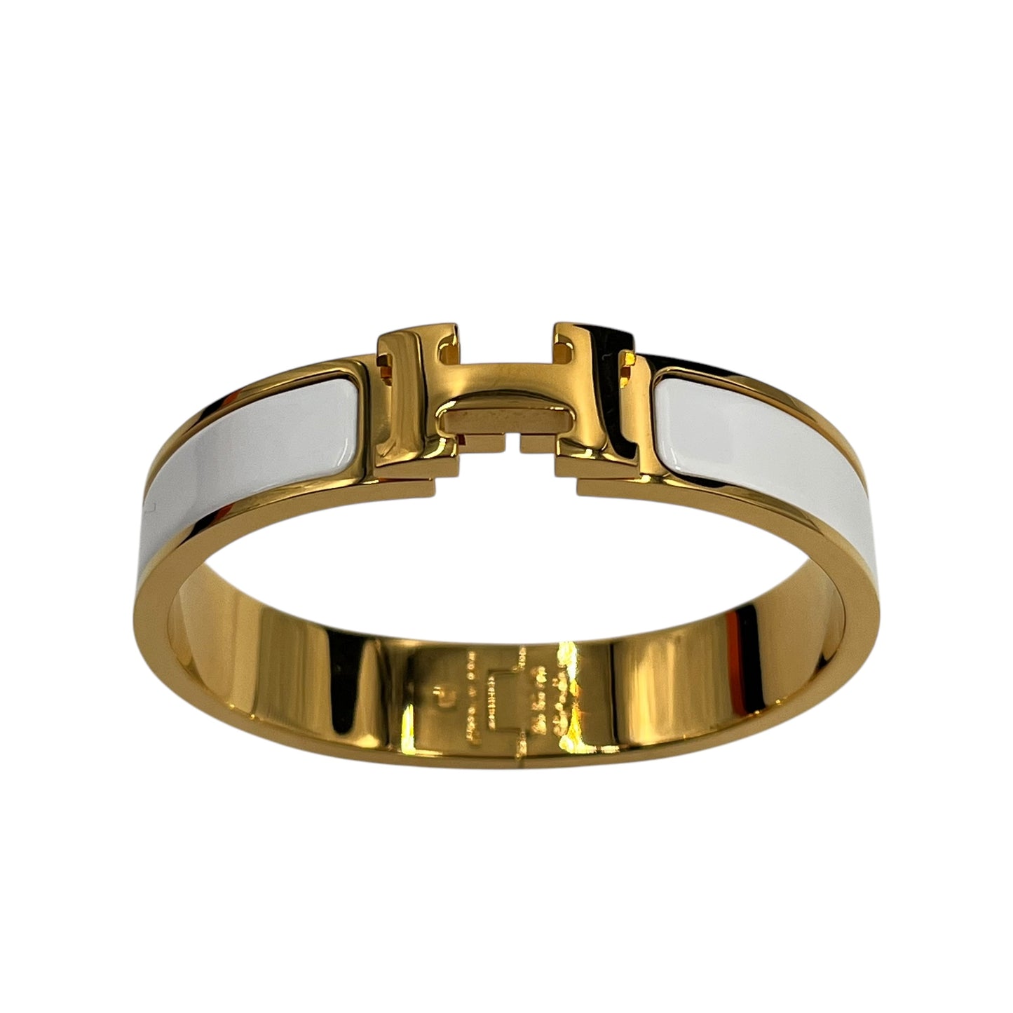 HERMES Clic H Enamel Bracelet White Gold