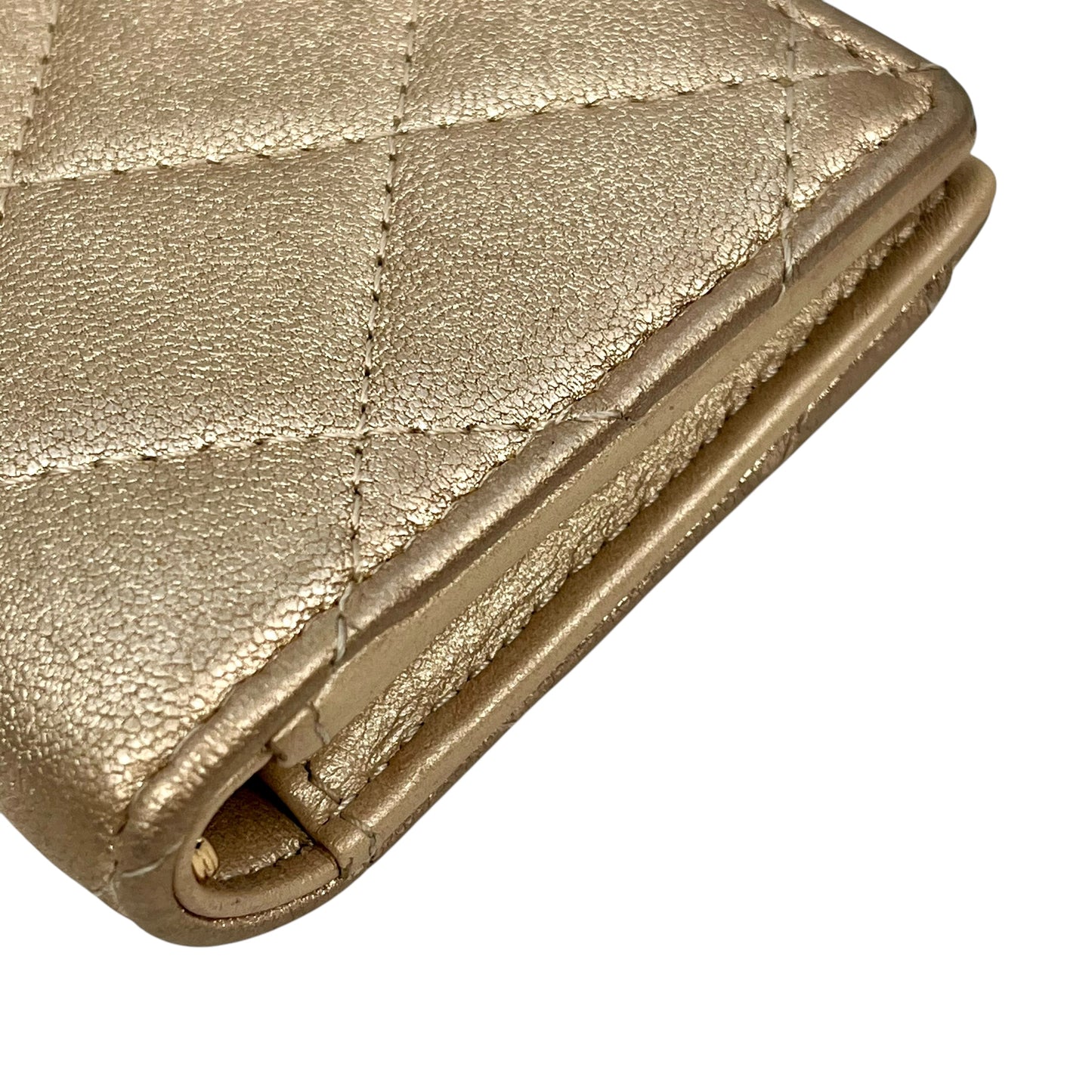 CHANEL Matelasse Caviar Skin Metallic Bi-fold wallet