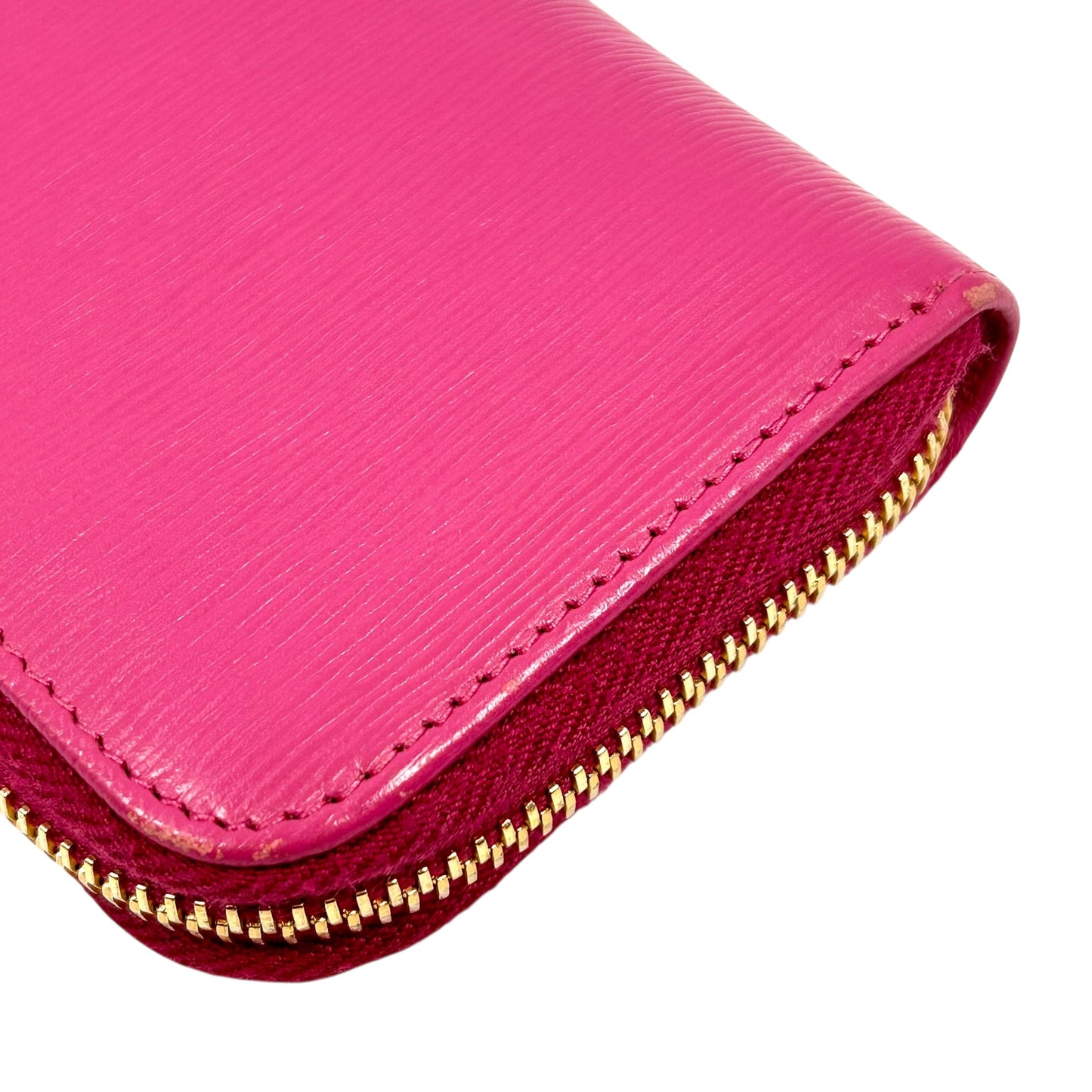 PRADA Round Zip Compact Wallet Coin Purse - Pink