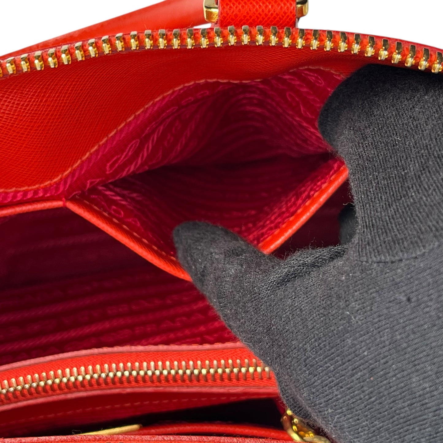 PRADA Galleria Saffiano Leather Hand Bag - Red
