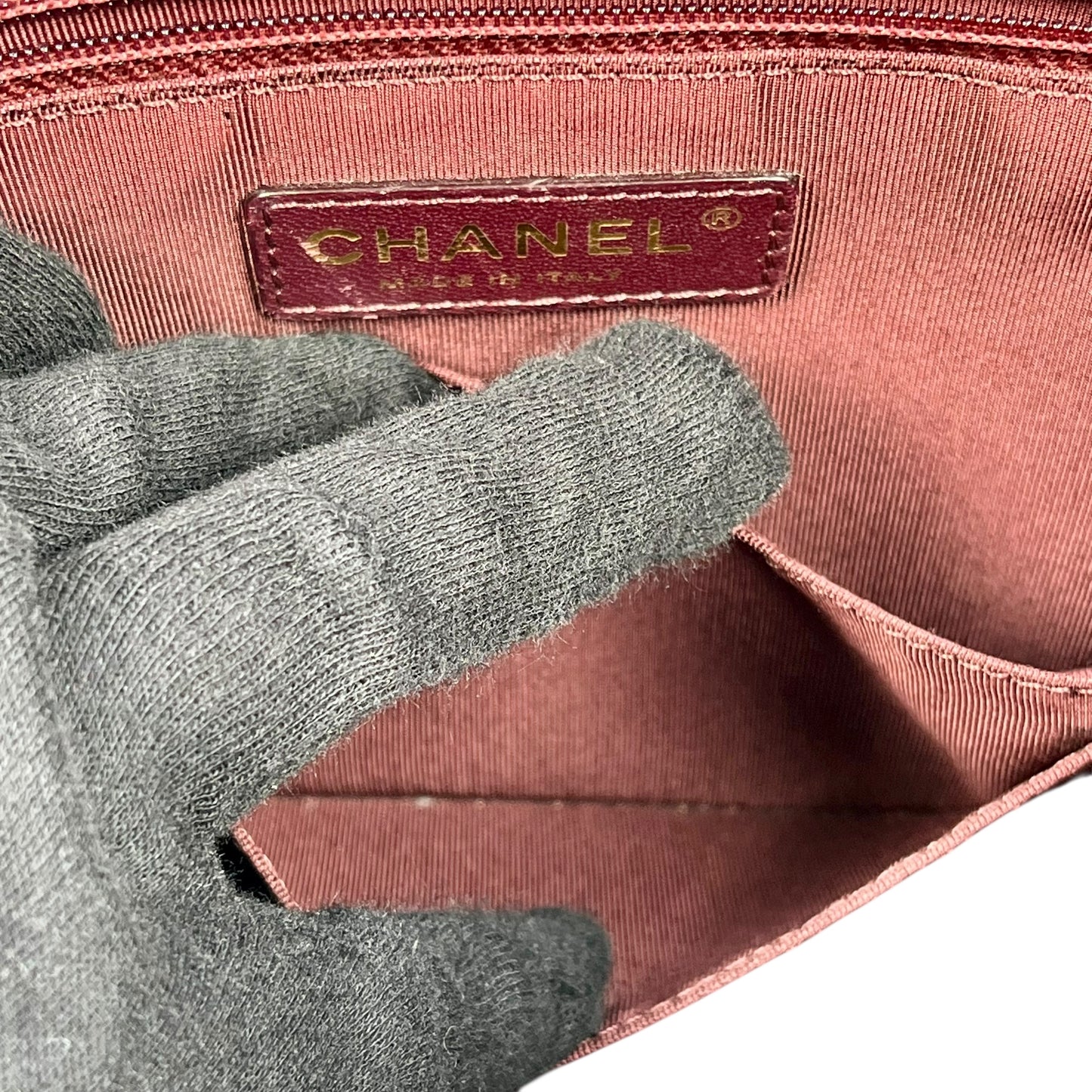 CHANEL Chevron V-Stitch Coco Mark Hand Bag