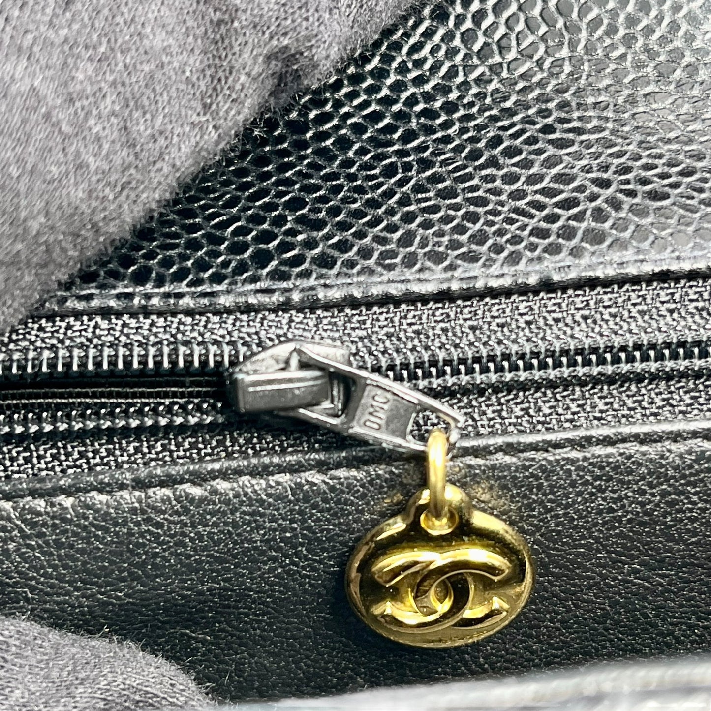 CHANEL Mademoiselle Caviar Skin Hand Bag - Black