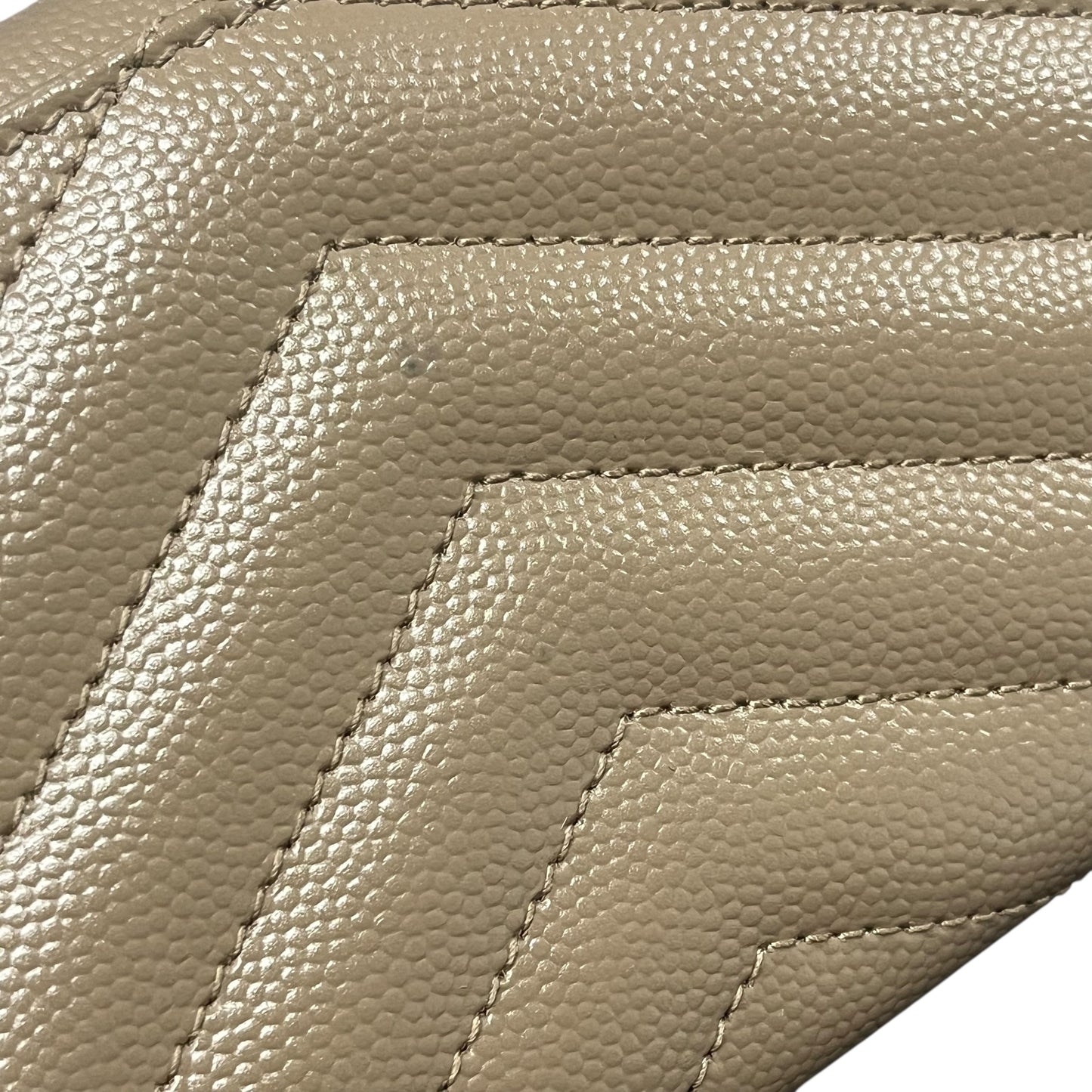 Saint Laurent Cassandra Matelasse Card Case Compact Wallets - Beige