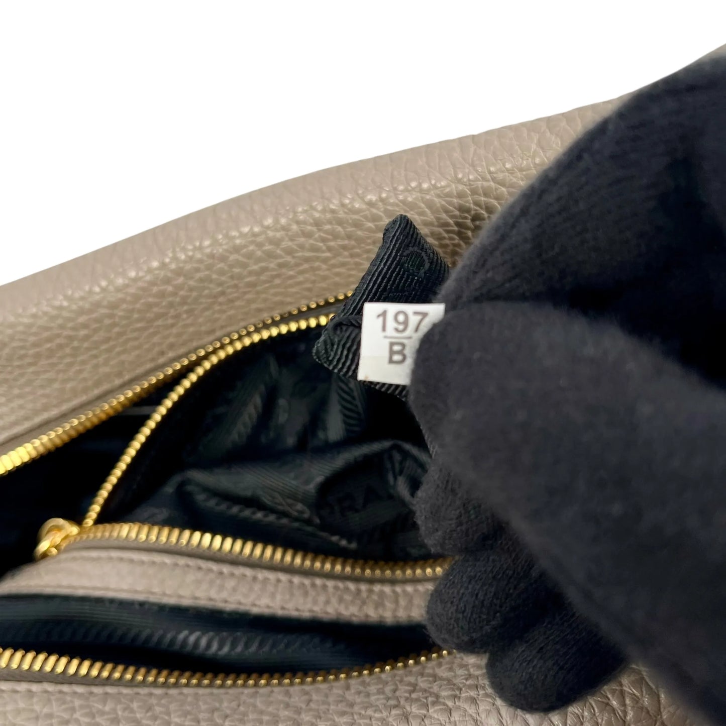 PRADA Vitello Leather Hand Bag - Gray