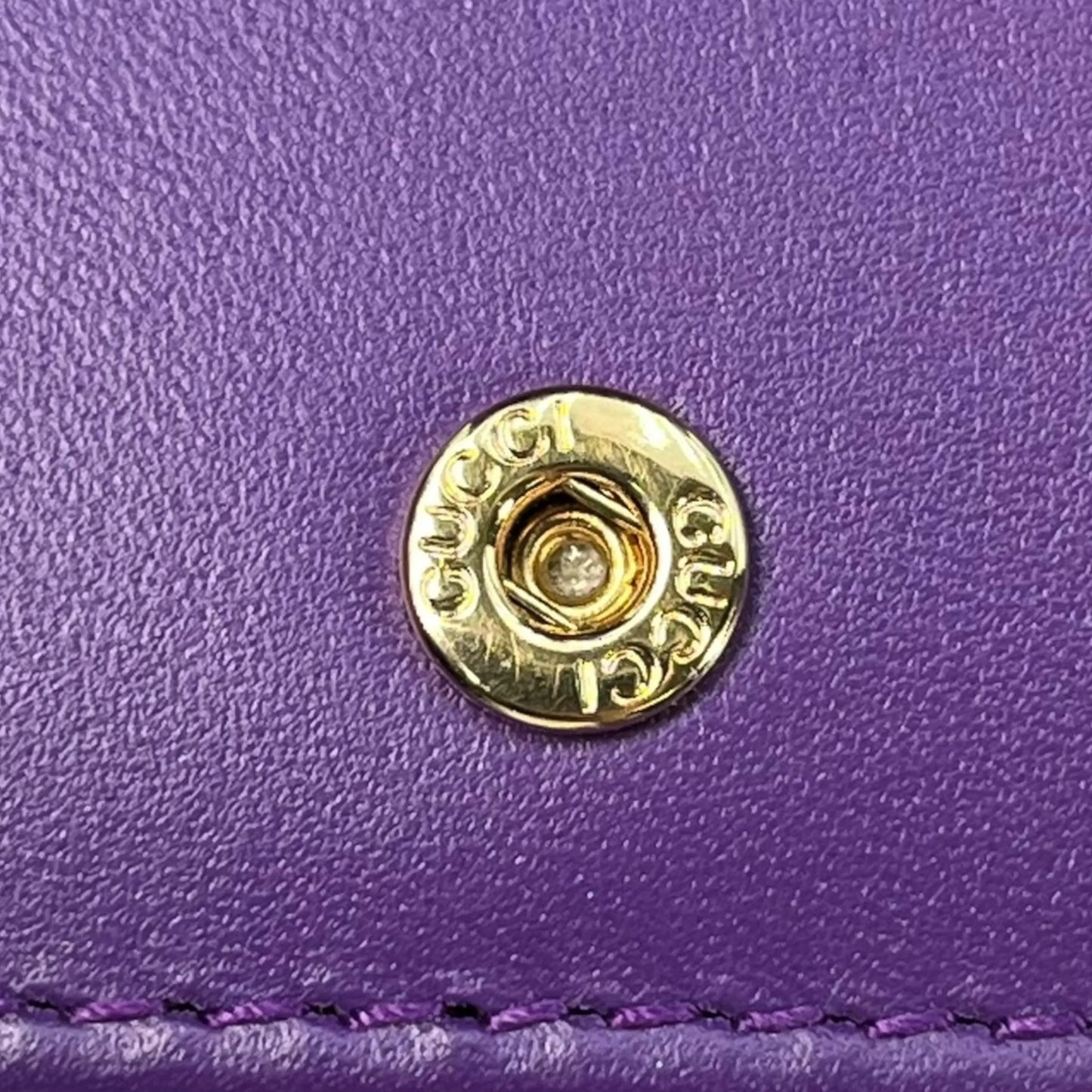 GUCCI Guccissima Leather Compact Wallet - Purple