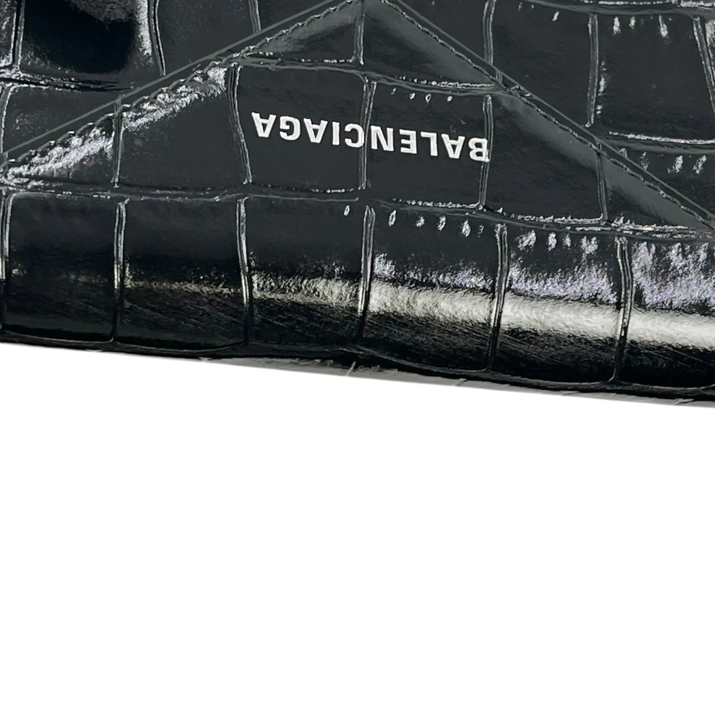 BALENCIAGA Paper Compact Wallet Crocodile - Black