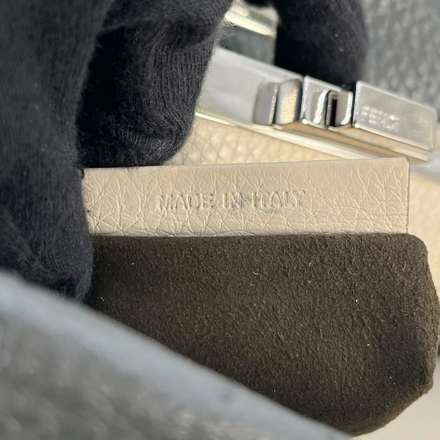 FENDI Peekaboo Leather Hand Bag Shoulder Bag - Gray