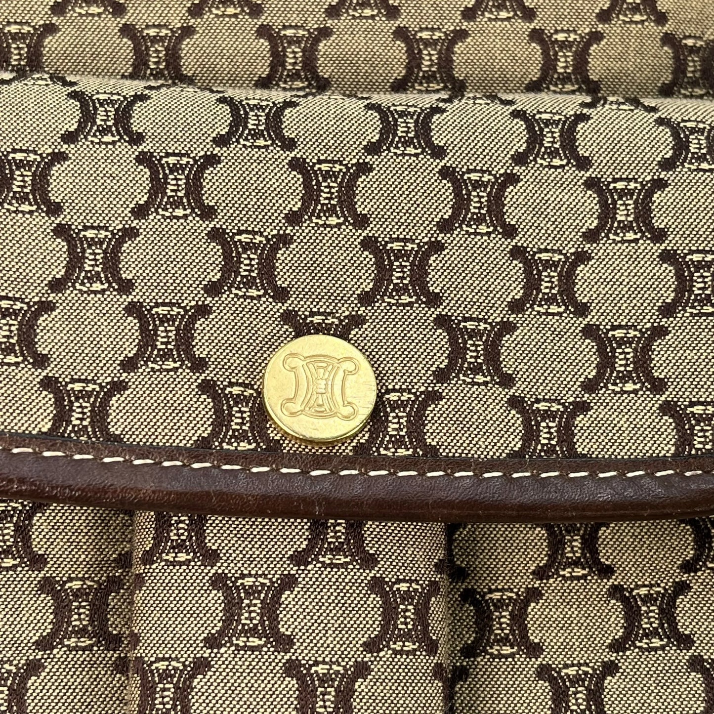 Celine Canvas Macadam Shoulder Bag - Brown